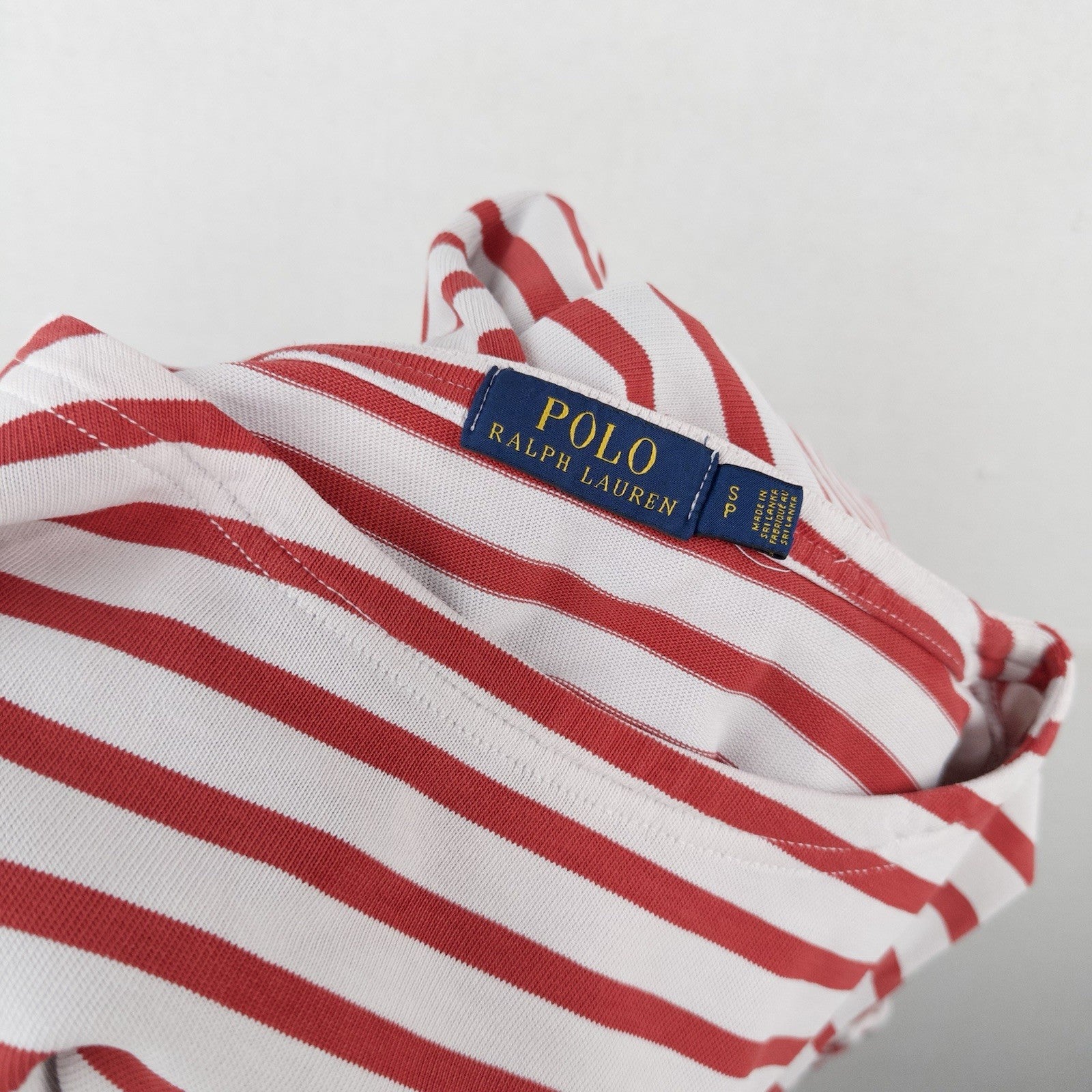 Polo Ralph Lauren Women’s S Breton Stripe Shirt Red White Boat Neck Nautical