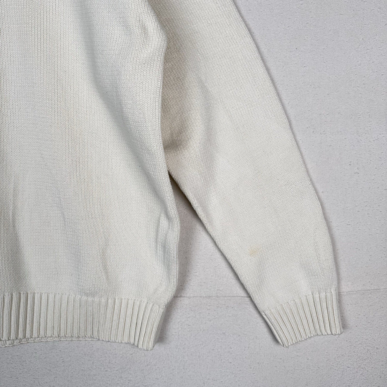 Vintage Tommy Hilfiger Men's Knit Cotton Crewneck Sweater Large White