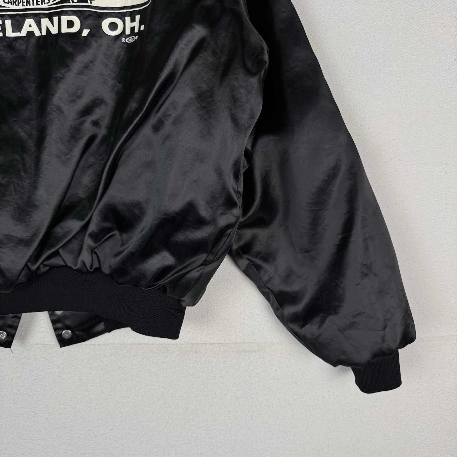 Vtg United Brotherhood Of Carpenters Local 212 XL Black Satin Jacket Made In USA