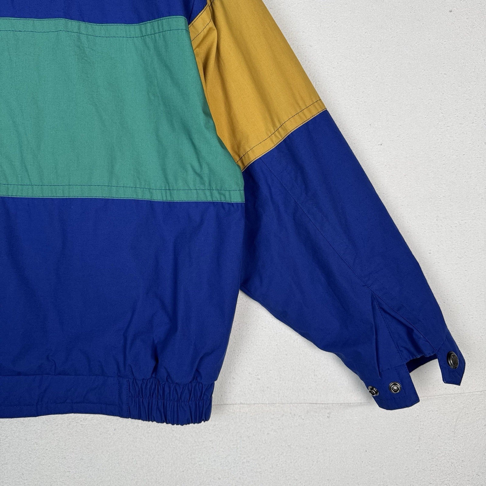 Vtg 90’s London Fog Blue Color Block Wind Jacket Nautical Stowaway Hood Men’s M