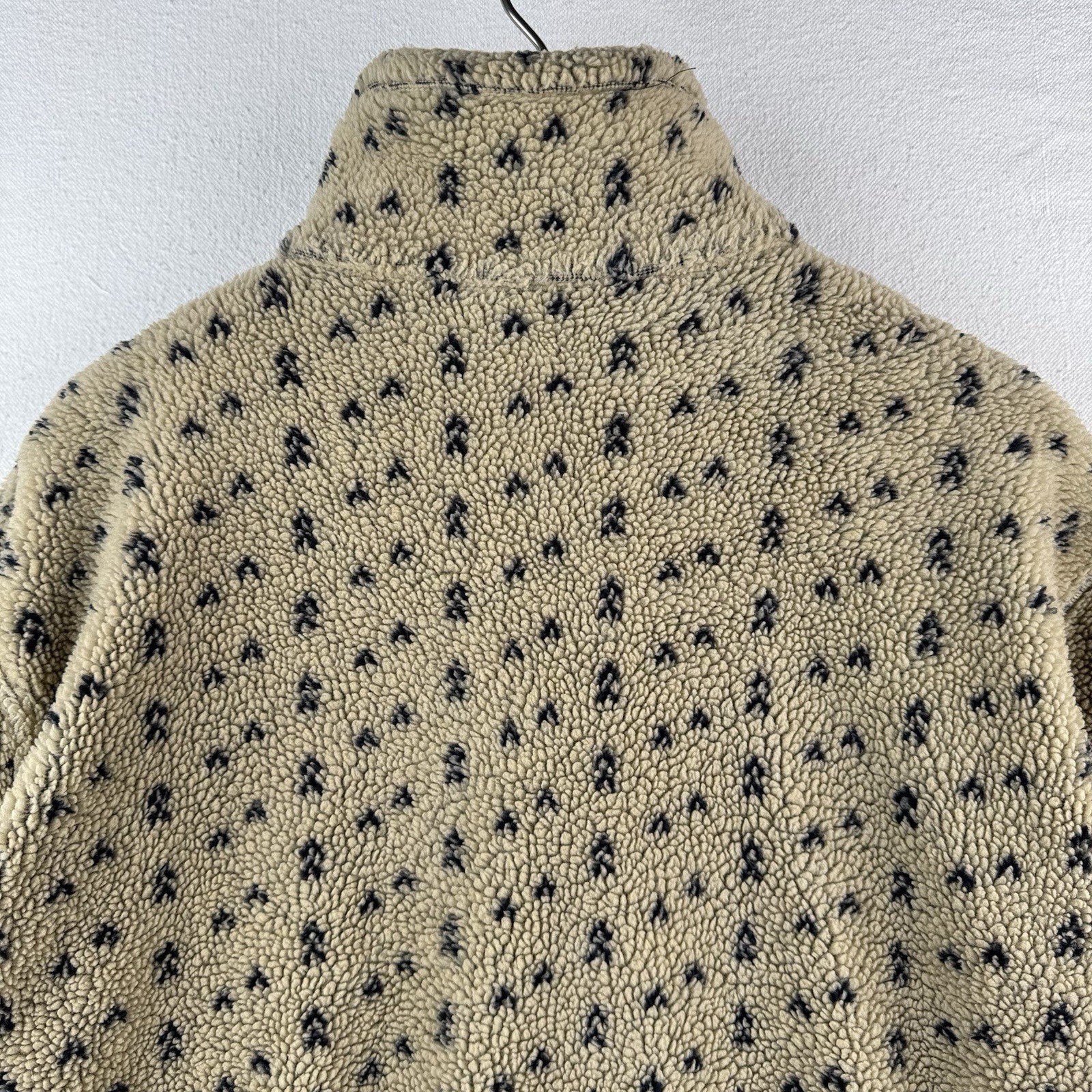 80's Vtg L.L. Bean Tan Beige Birdseye Fleece Sherpa Jacket Size M Deep Pile Boxy