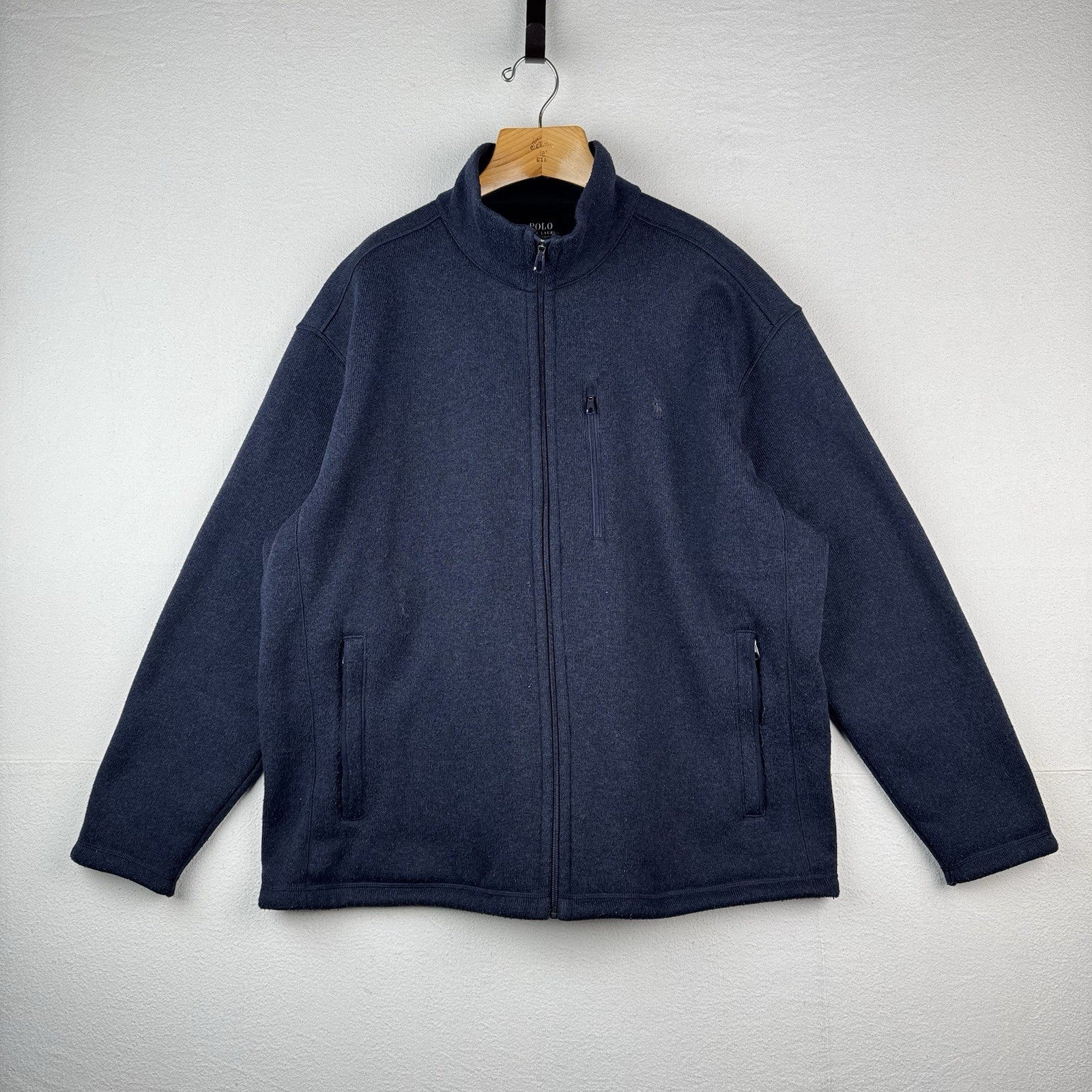 Polo Ralph Lauren Jacket Mens 3XB Blue Performance Full Zip Fleece Mock Neck