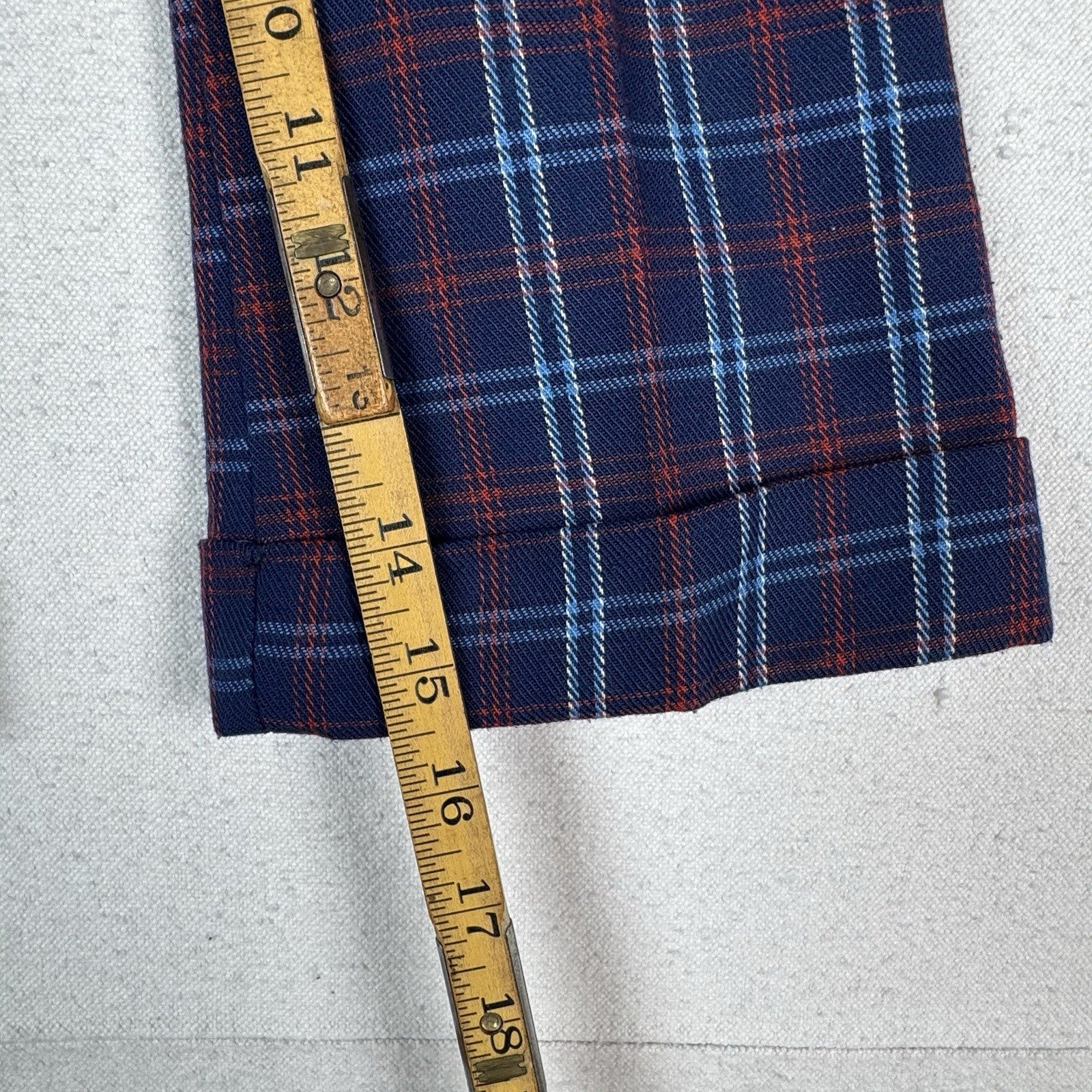 Vintage 70’s JCPenney Kids Plaid Wide Leg Distressed Sweatshirt Set Blue Red 4-5