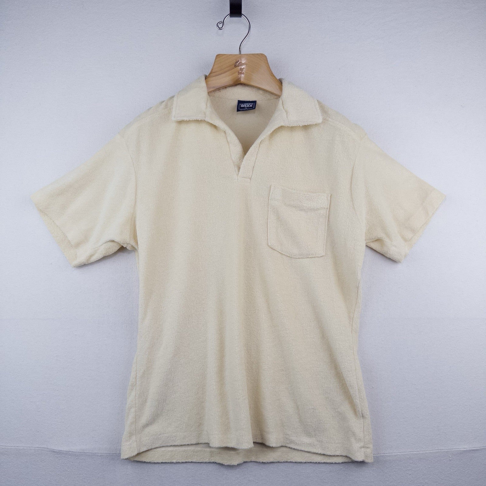70’s Vtg Robert Bruce Terry Cloth Polo Shirt Mens L Yellow Resort Beach Made USA