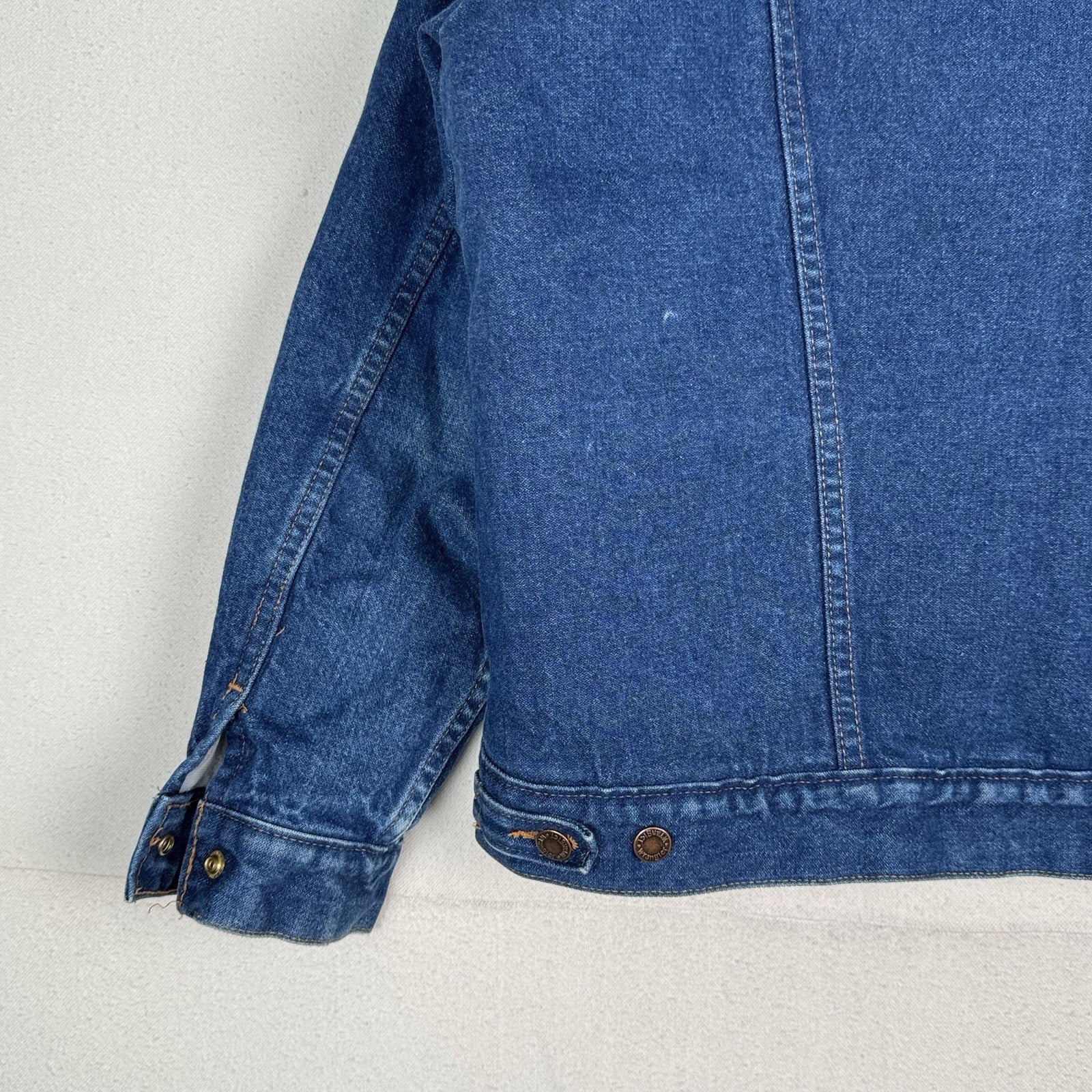 Vintage Wrangler Sherpa Denim Jean Trucker Jacket Men’s Large L Blue Made In USA
