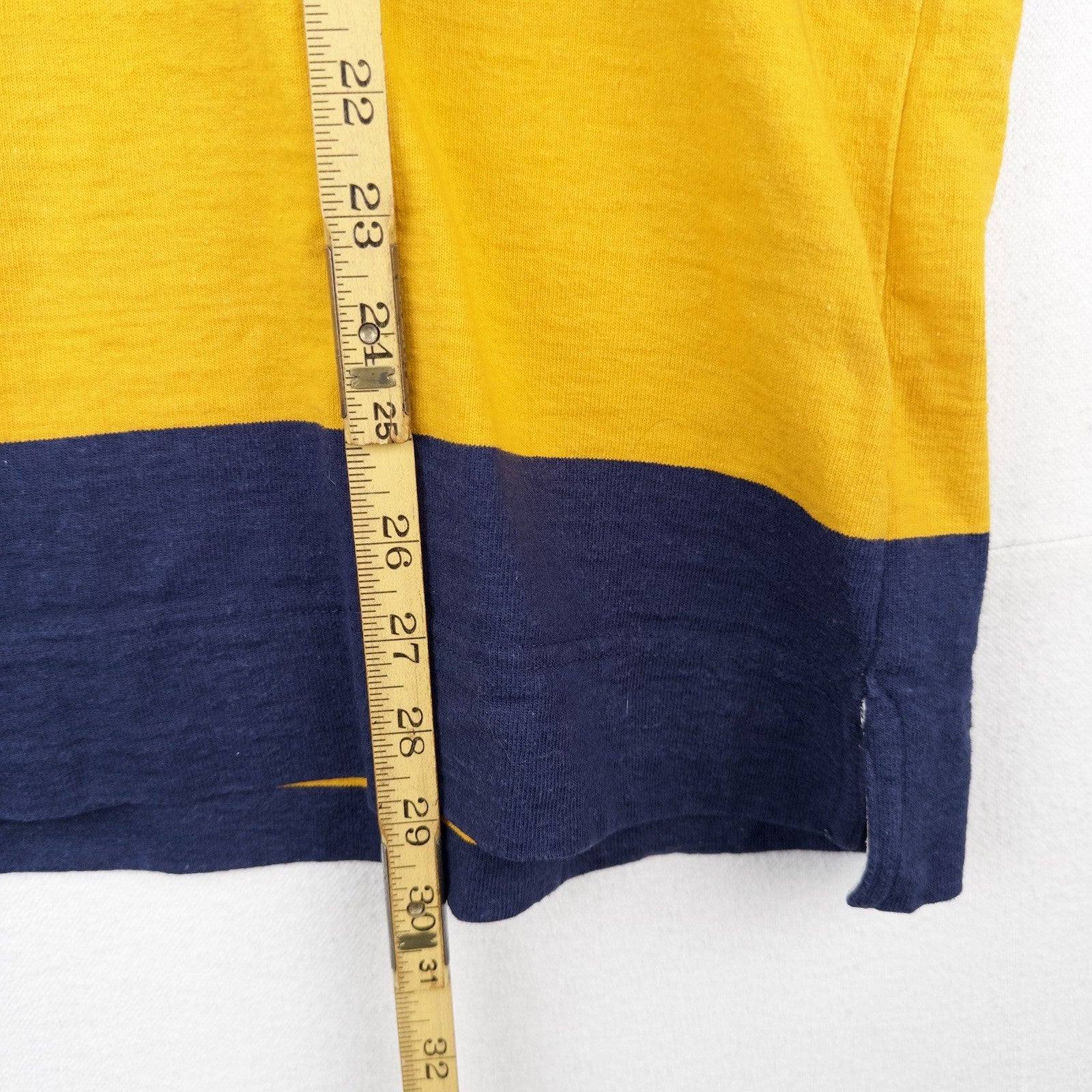 80’s Vtg Steeplechase Men’s XL Yellow Blue Striped Long Sleeve Polo Rugby