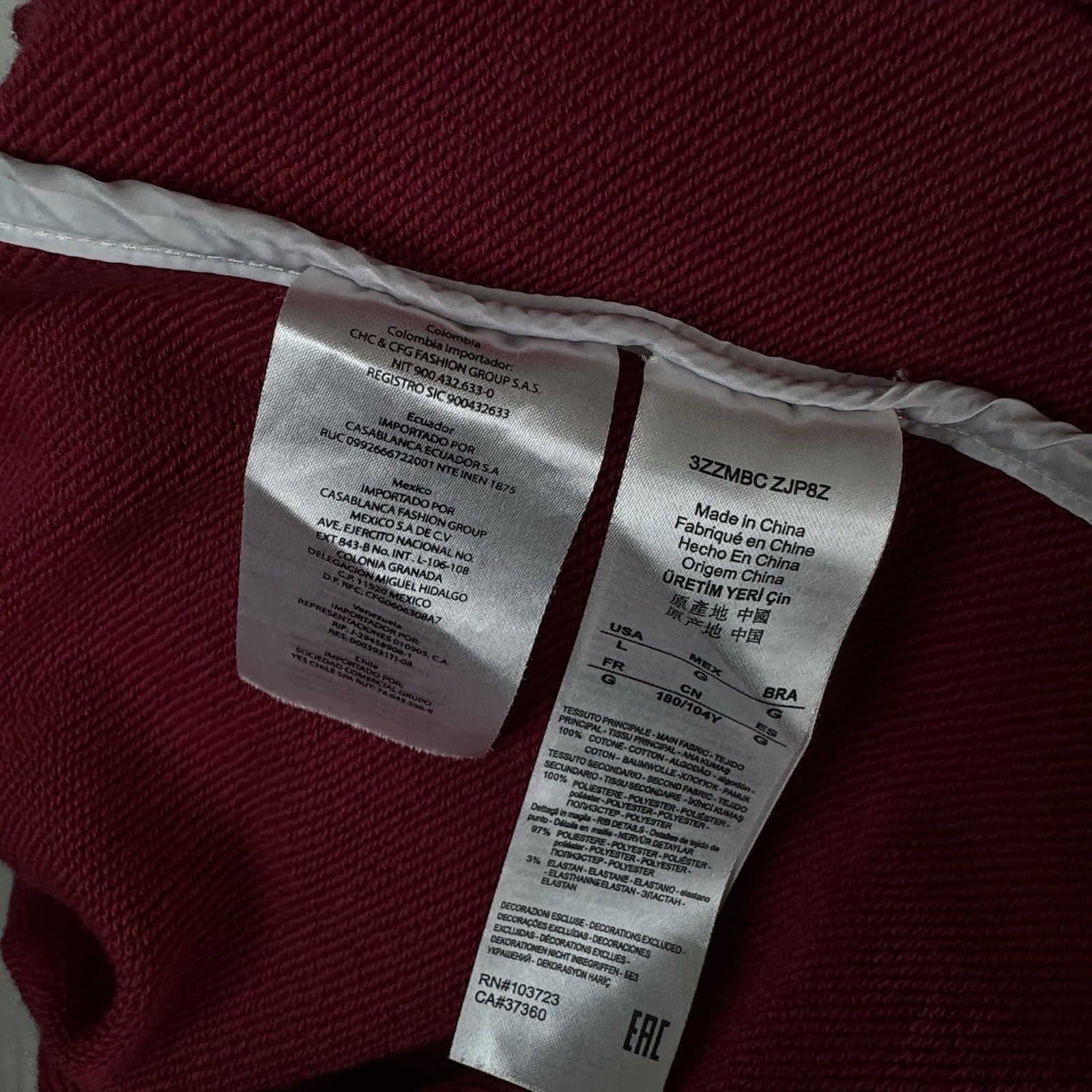 Armani Exchange Maroon Red Black White Bomber Jacket Men’s Large