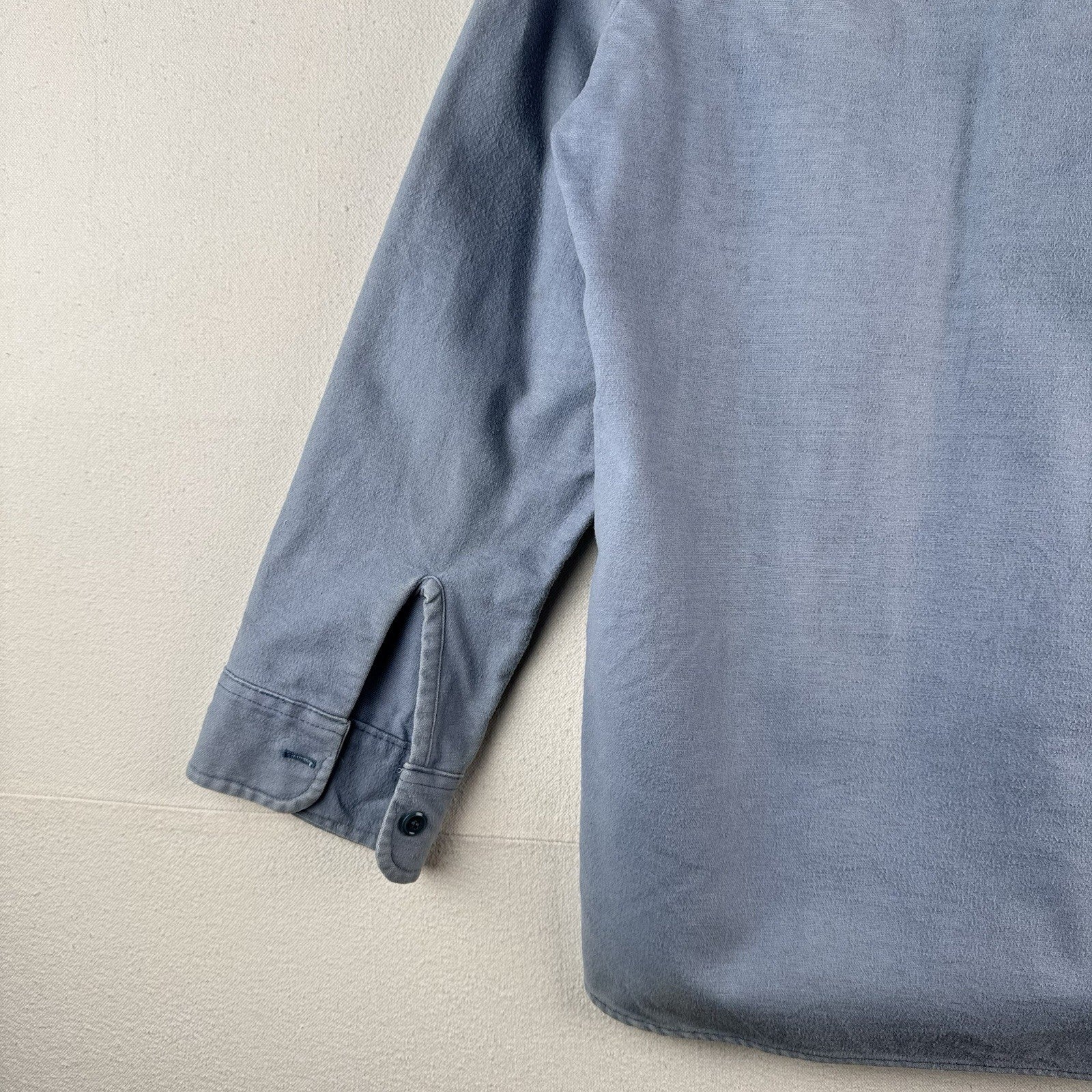 80’s Vtg Woolrich Chamois Cotton Button Up Flannel Blue Mens M Made USA Sunfaded