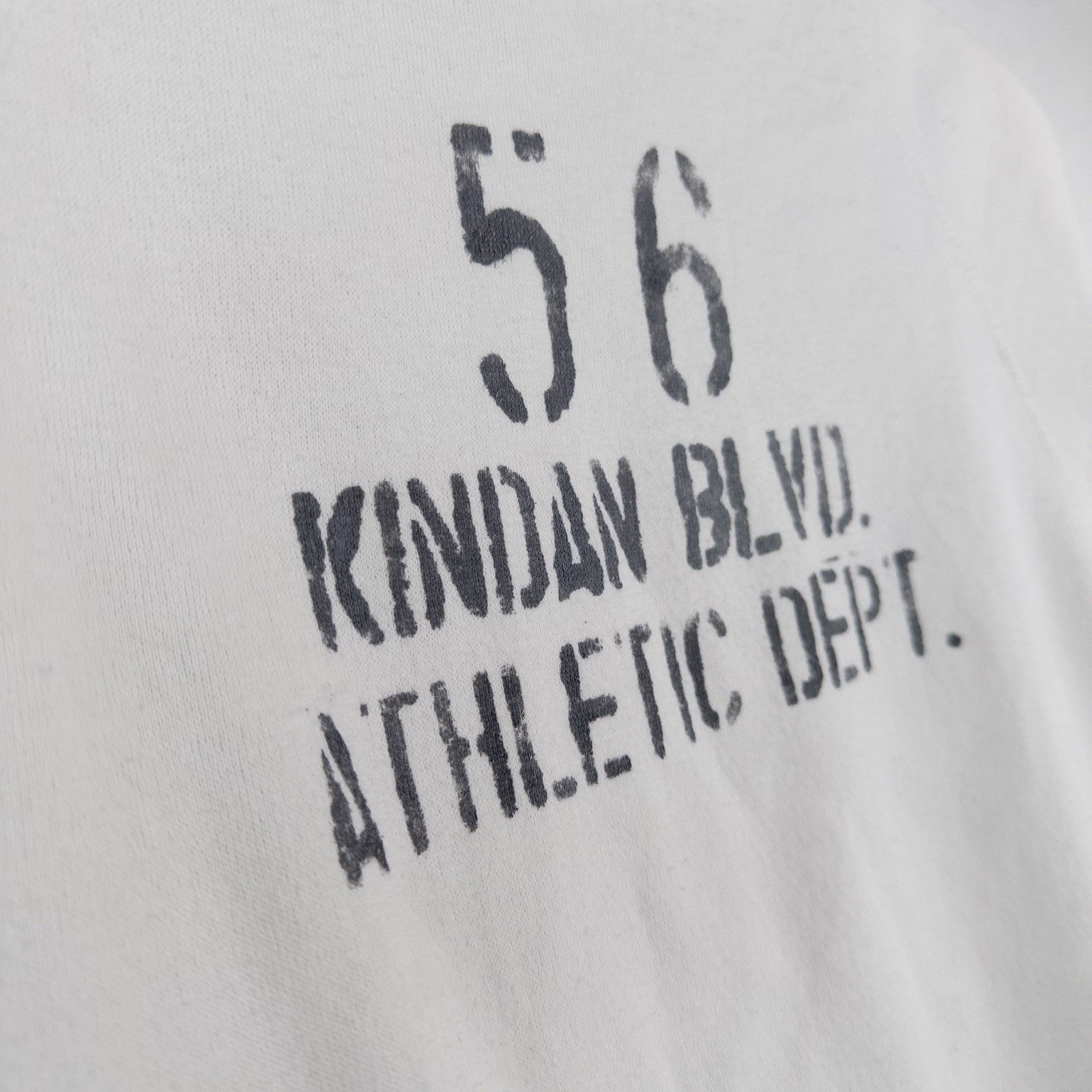 90’s Vtg Kindan Athletic Dept. White Short Sleeve Sweatshirt Stencil Raglan L