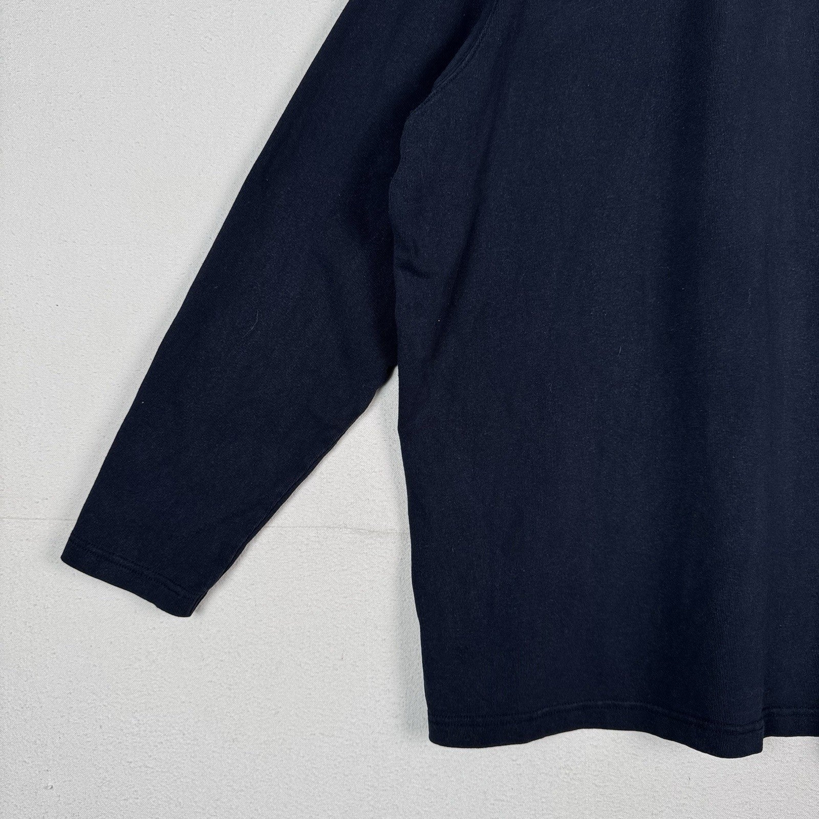 Eddie Bauer Long Sleeve Rugby Shirt Size XXL 2XL Blue Solid Quilted Shoulders