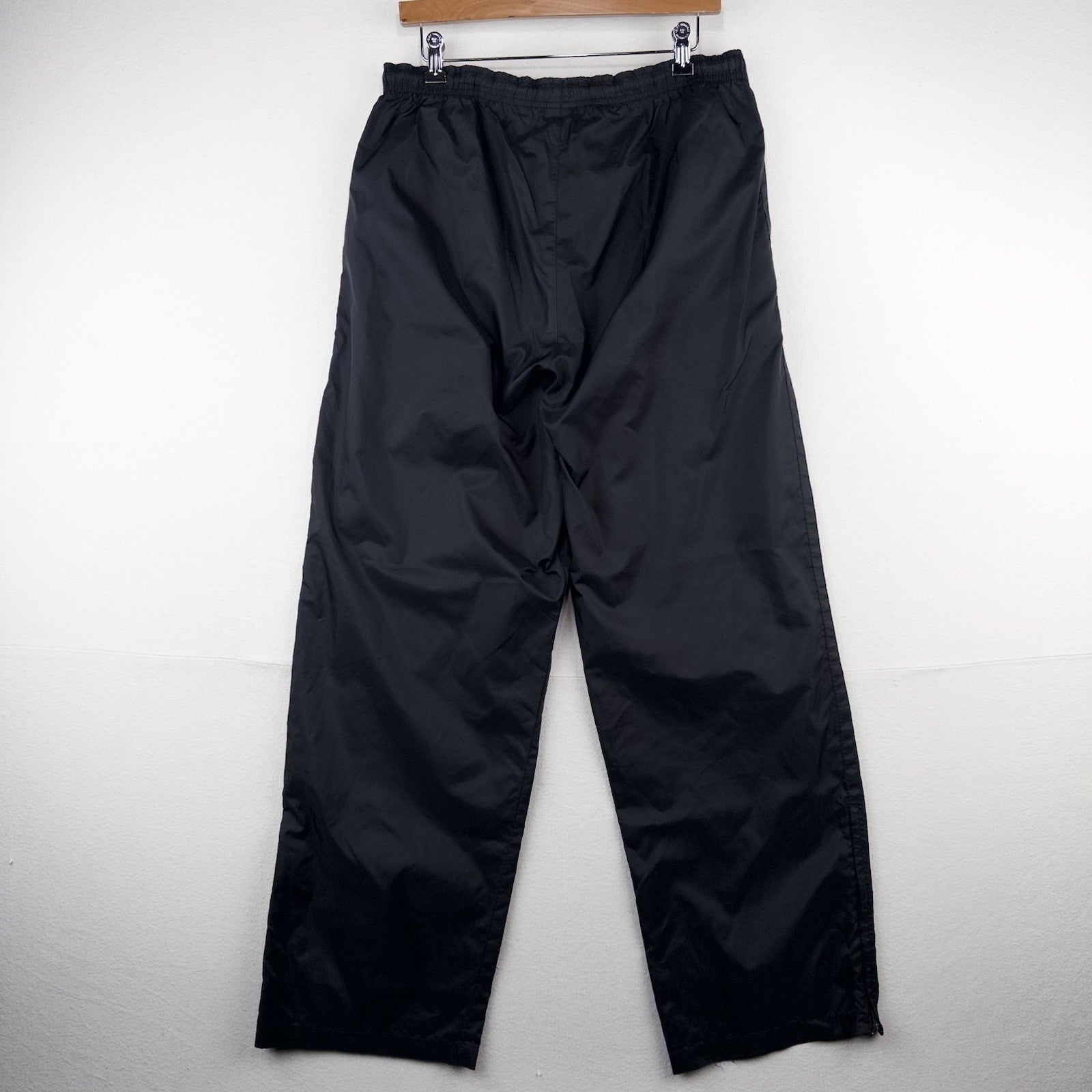 90’s Vintage Nike Nylon Track Pants Men's Large Black Unlined Wide Leg Baggy