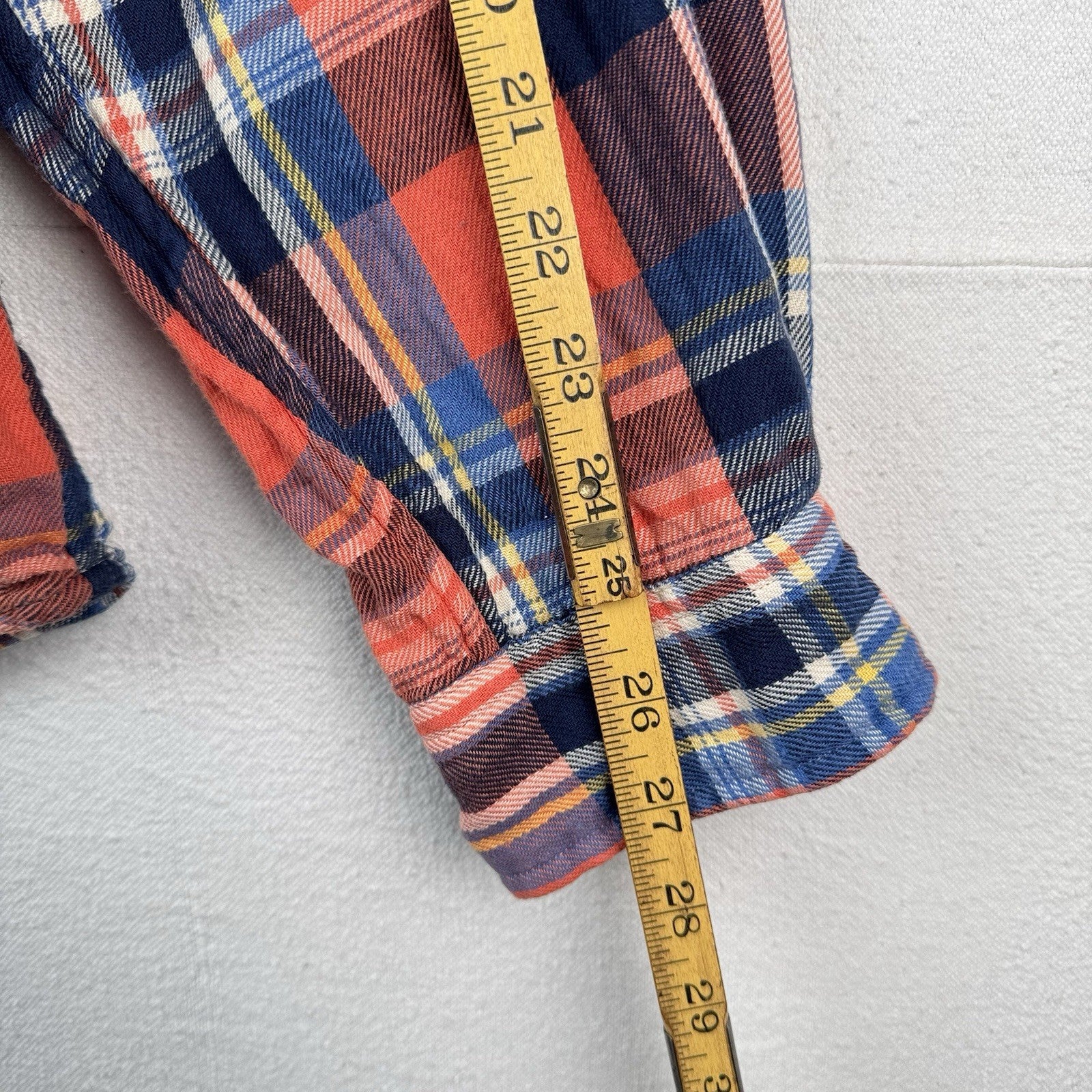 Vtg Polo Ralph Lauren Men's 2XL Plaid Lined Flannel Shirt Orange Double Layer
