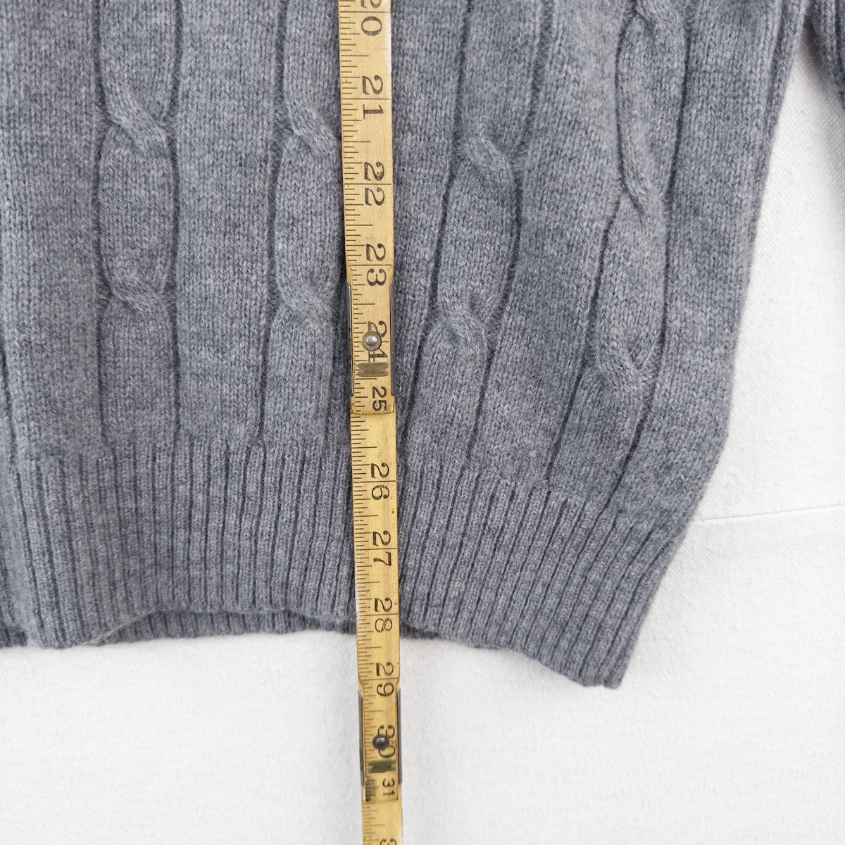 Brooks Brothers Gray 100% Italian Lambswool Cable Knit Sweater Men’s XL