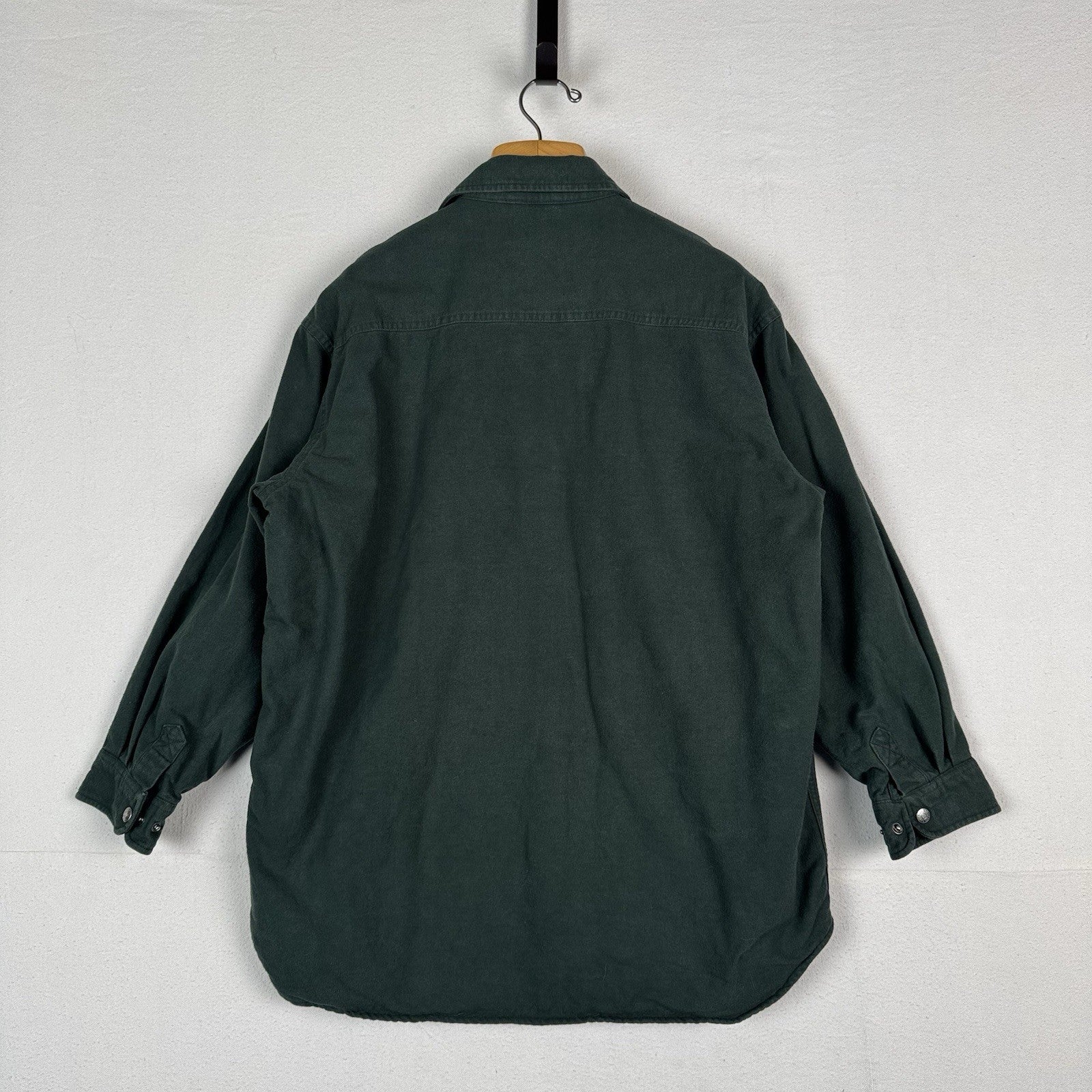 L.L. Bean Ultra Insulated Green Snap Shirt Jacket Men's Large 100% Cotton