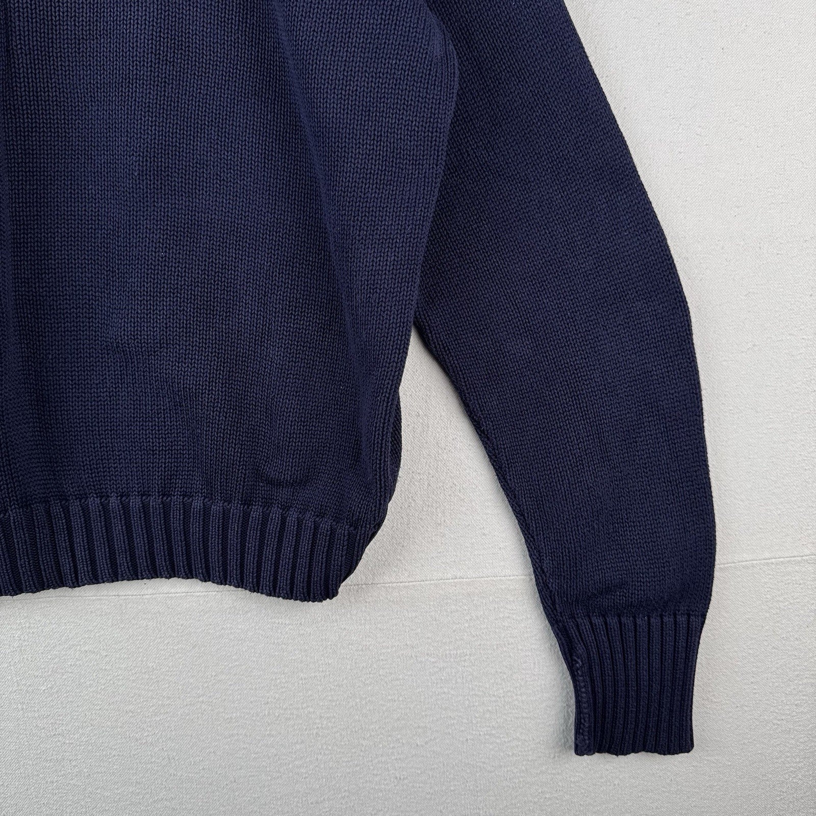 90's Vintage Polo Ralph Lauren Sweater Men's XL Navy Blue Knit Crewneck Red Pony