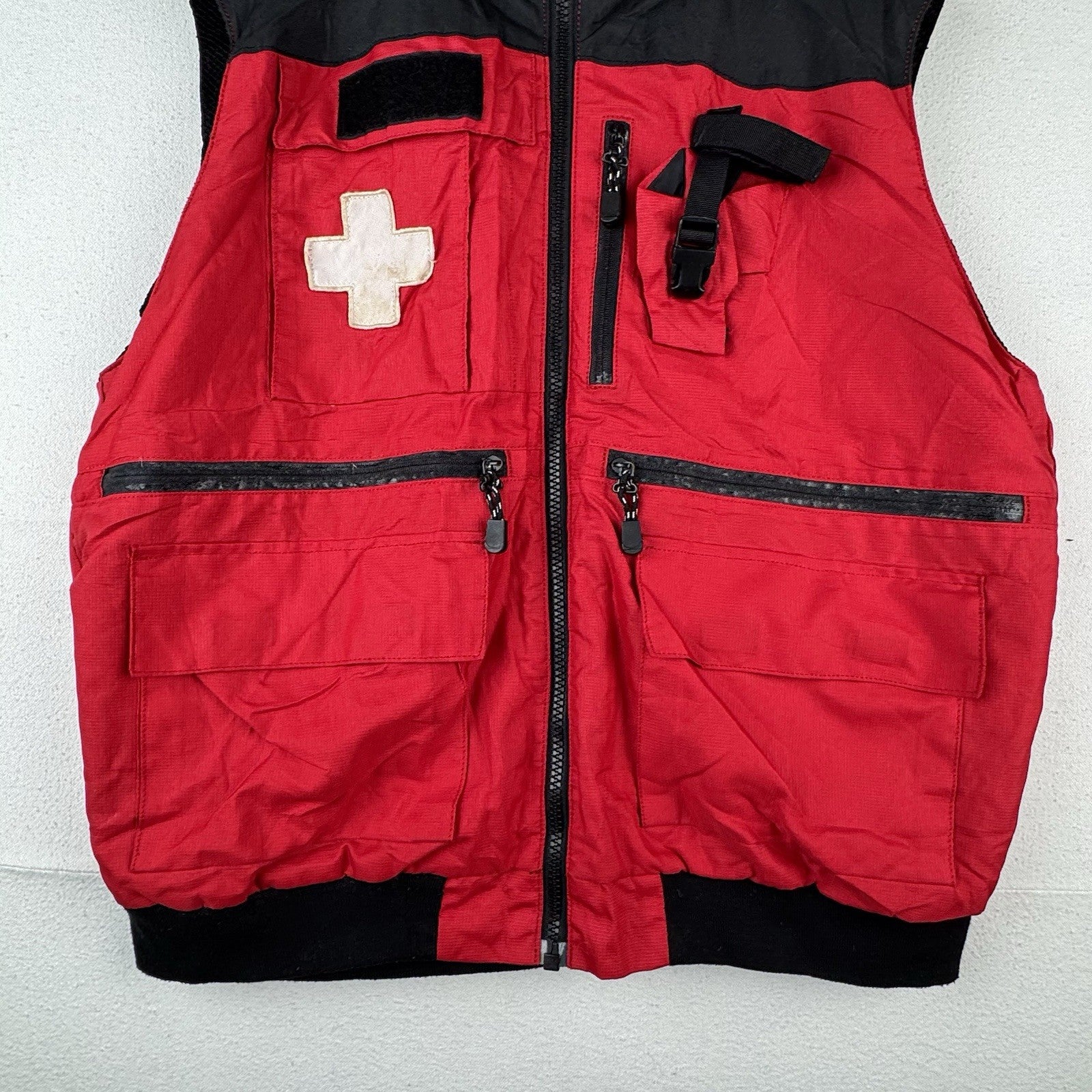 Vintage Ski Patrol Vest Rescue Team Vest Red Black 2XL