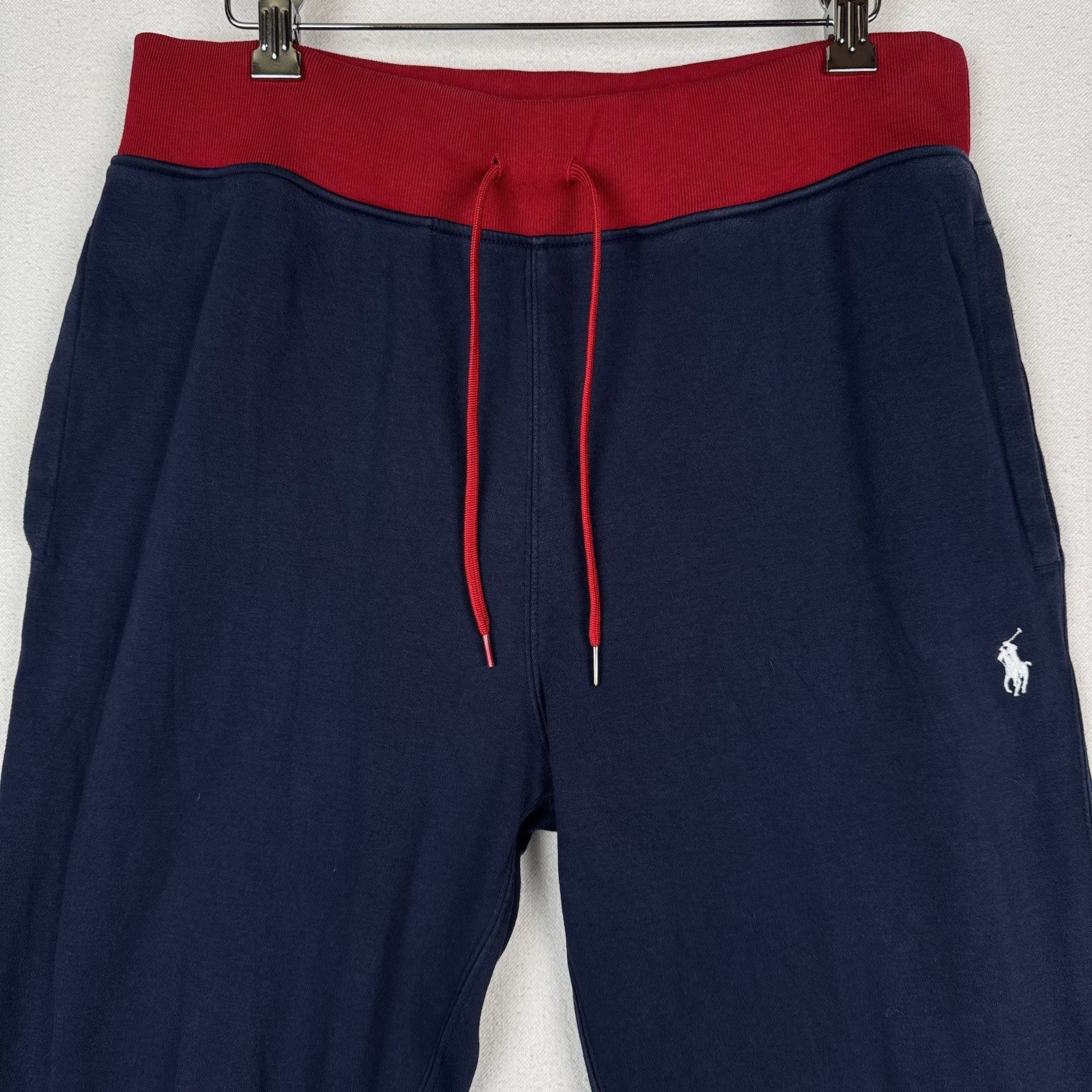 Polo Ralph Lauren Mens Medium Pants Navy Blue Cotton Interlock Jogger Track