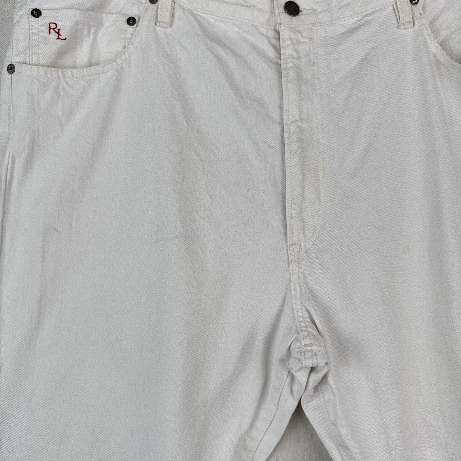 Polo Ralph Lauren Hampton Relaxed Straight 44Tx36 Tall White Denim Jeans