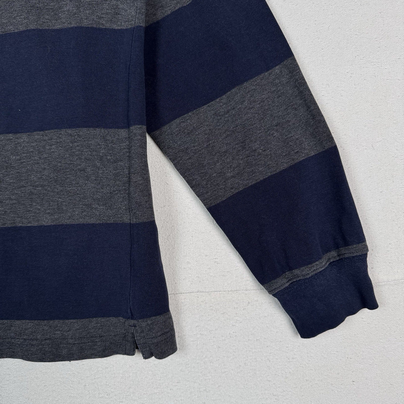 Brooks Brothers Rugby Shirt Men's Medium Blue Gray 346 Striped Polo *Distressed