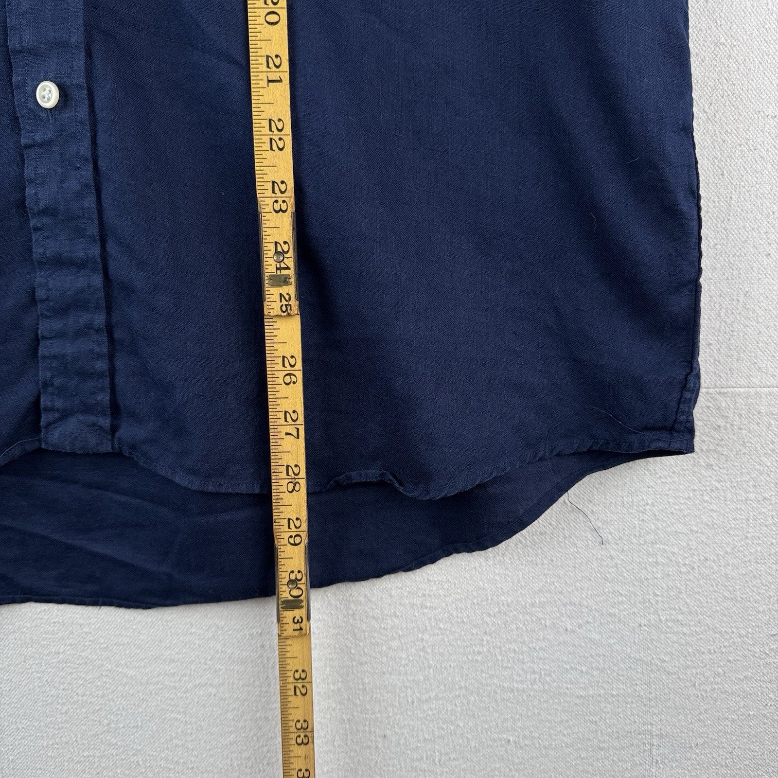 Polo Ralph Lauren Blue Men’s Large Linen Button Up Shirt Short Sleeve
