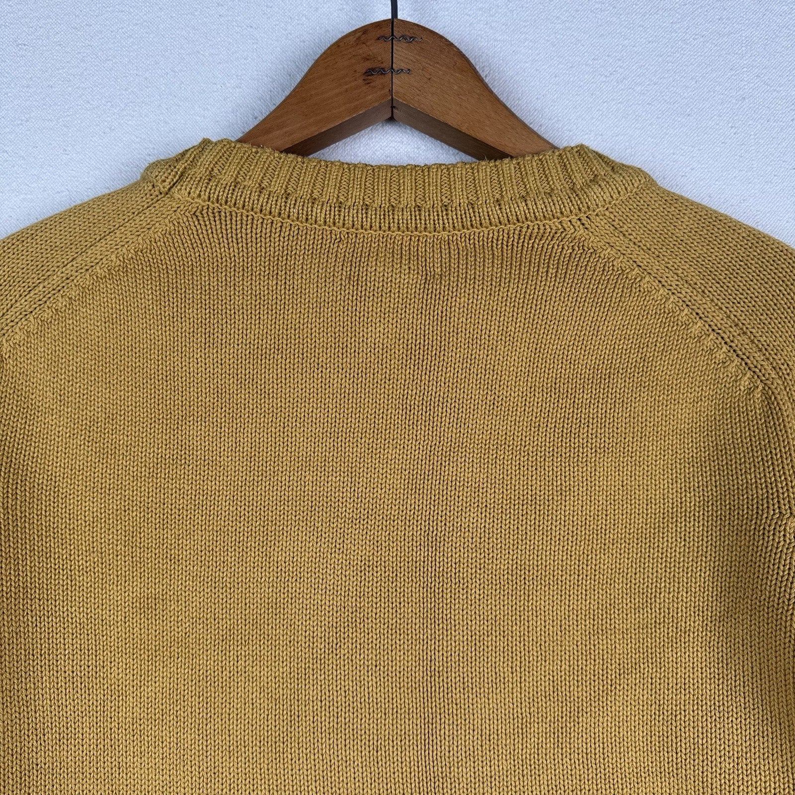 Lands End Womens Crewneck Sweater Yellow Size Large 14-16 Midweight Cotton USA