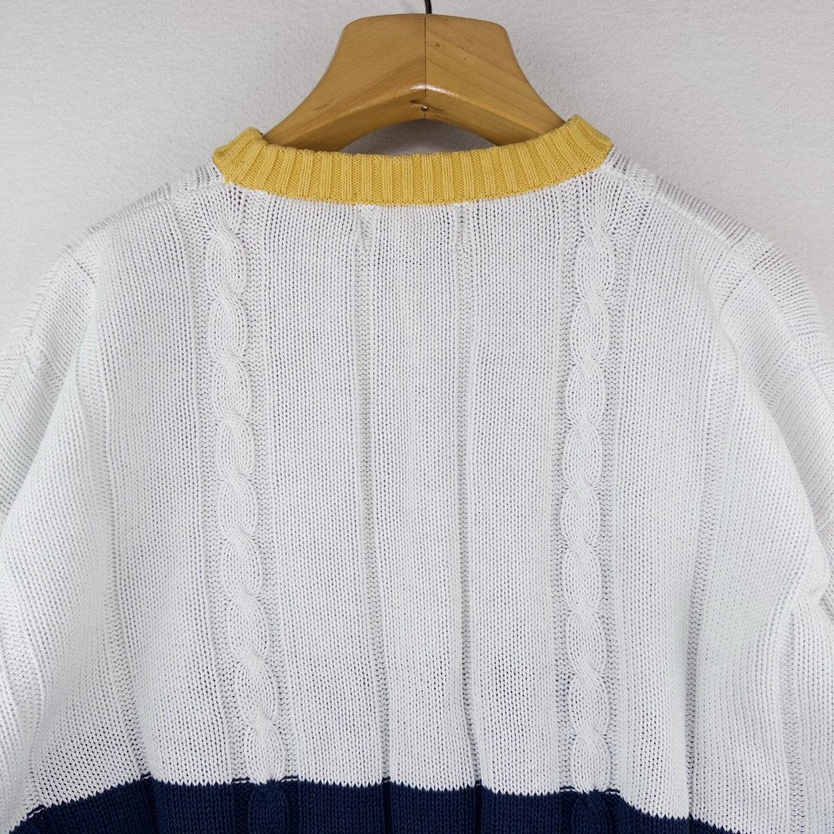 90’s Vtg Eddie Bauer Pullover Sweater Color Block Crewneck Men’s L White Blue