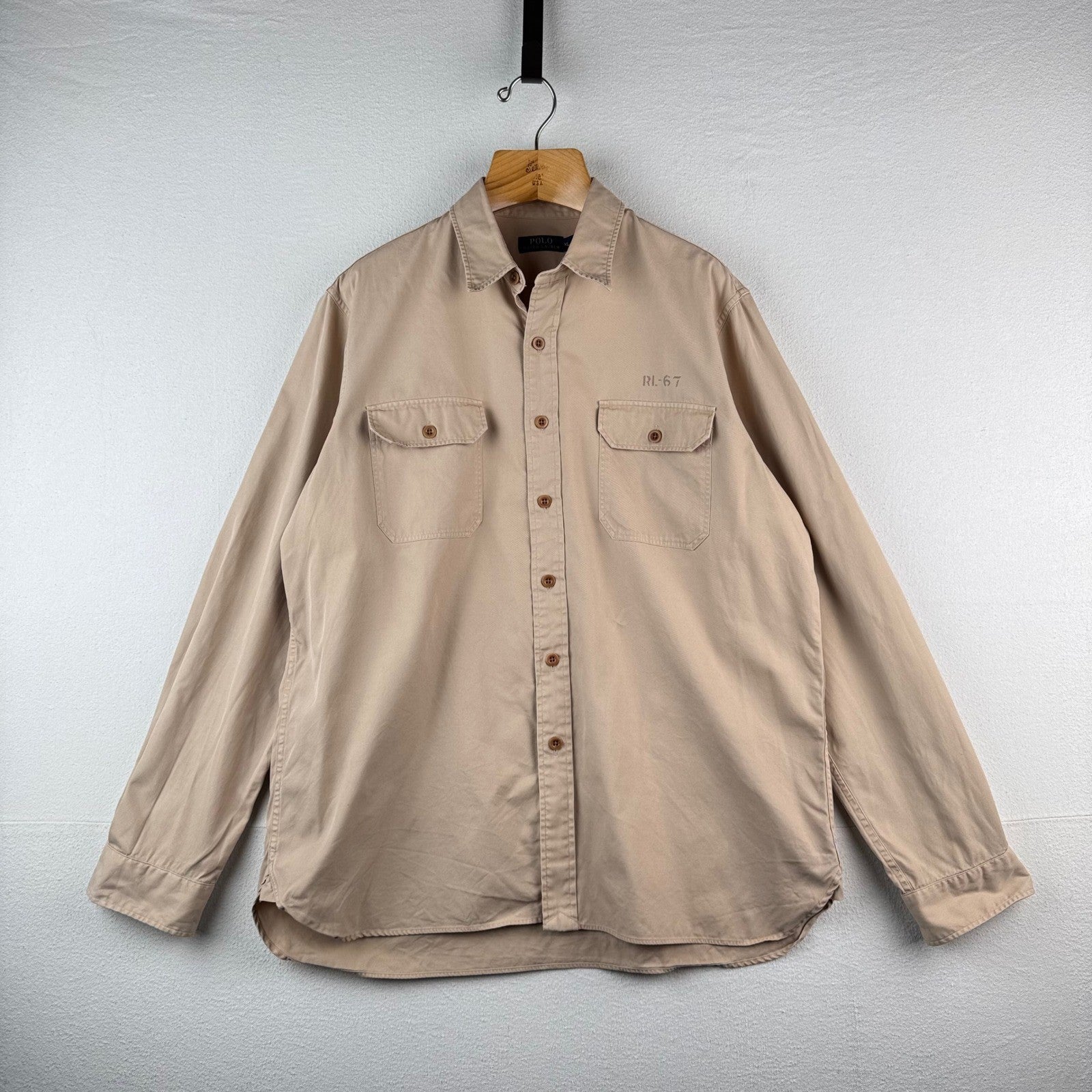 Polo Ralph Lauren Hawaiian Naval Base Military Button Down Shirt Mens XL Stencil