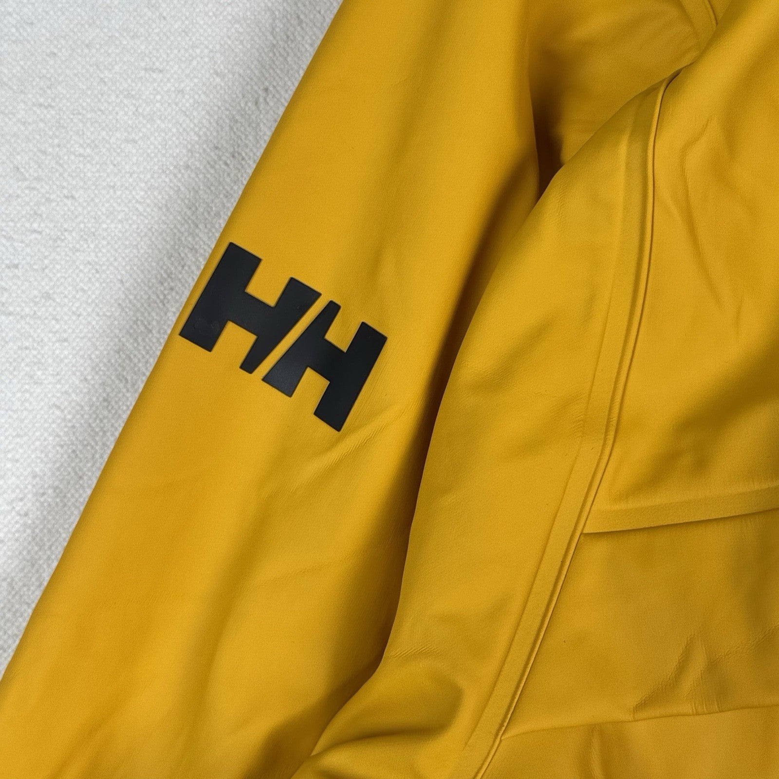 Helly Hansen Jacket Mens Extra Large XL Yellow Coat Rain Hooded Parka PVC