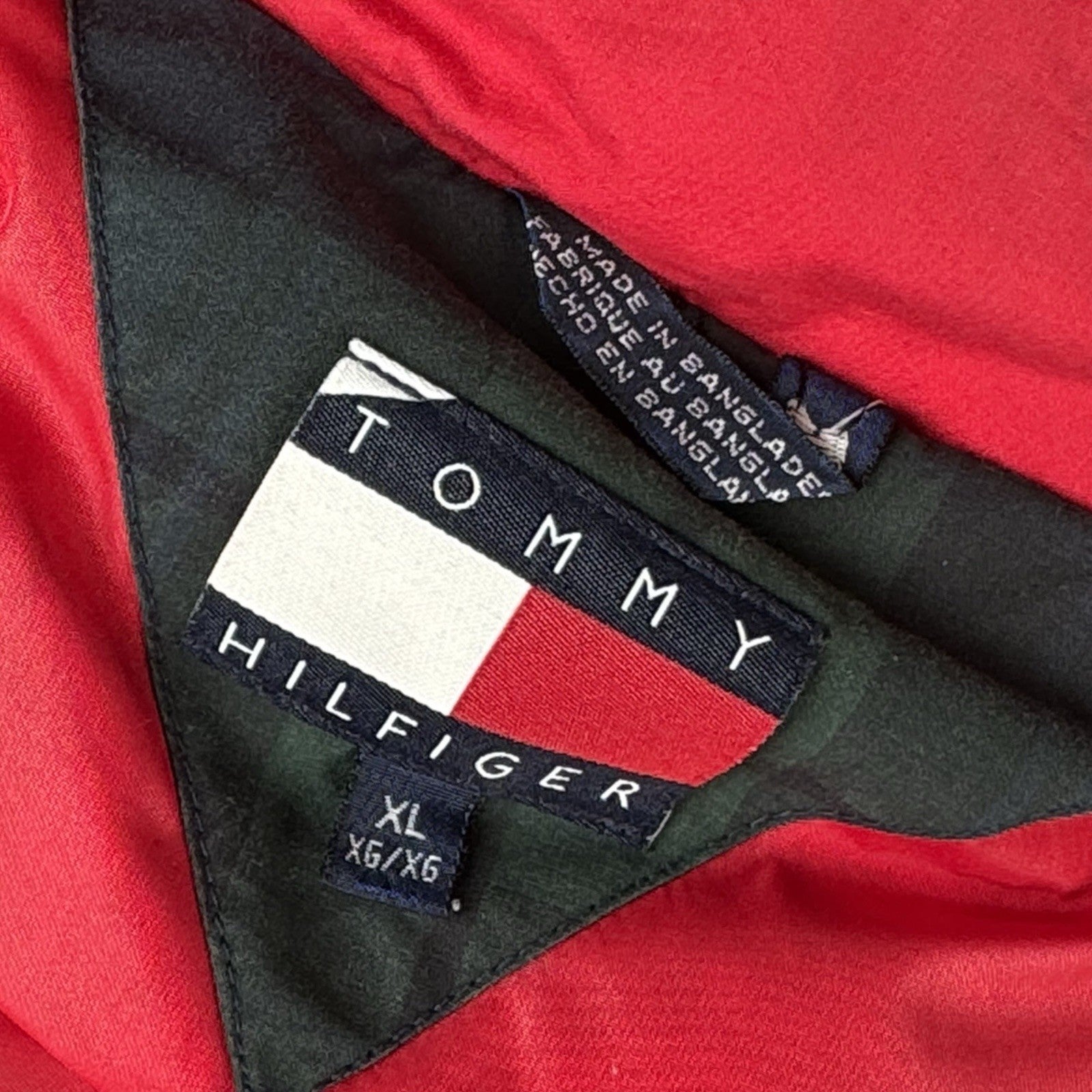 Vintage 90s Tommy Hilfiger Down Coat Ski Jacket Mens XL Tartan Plaid Embroidered