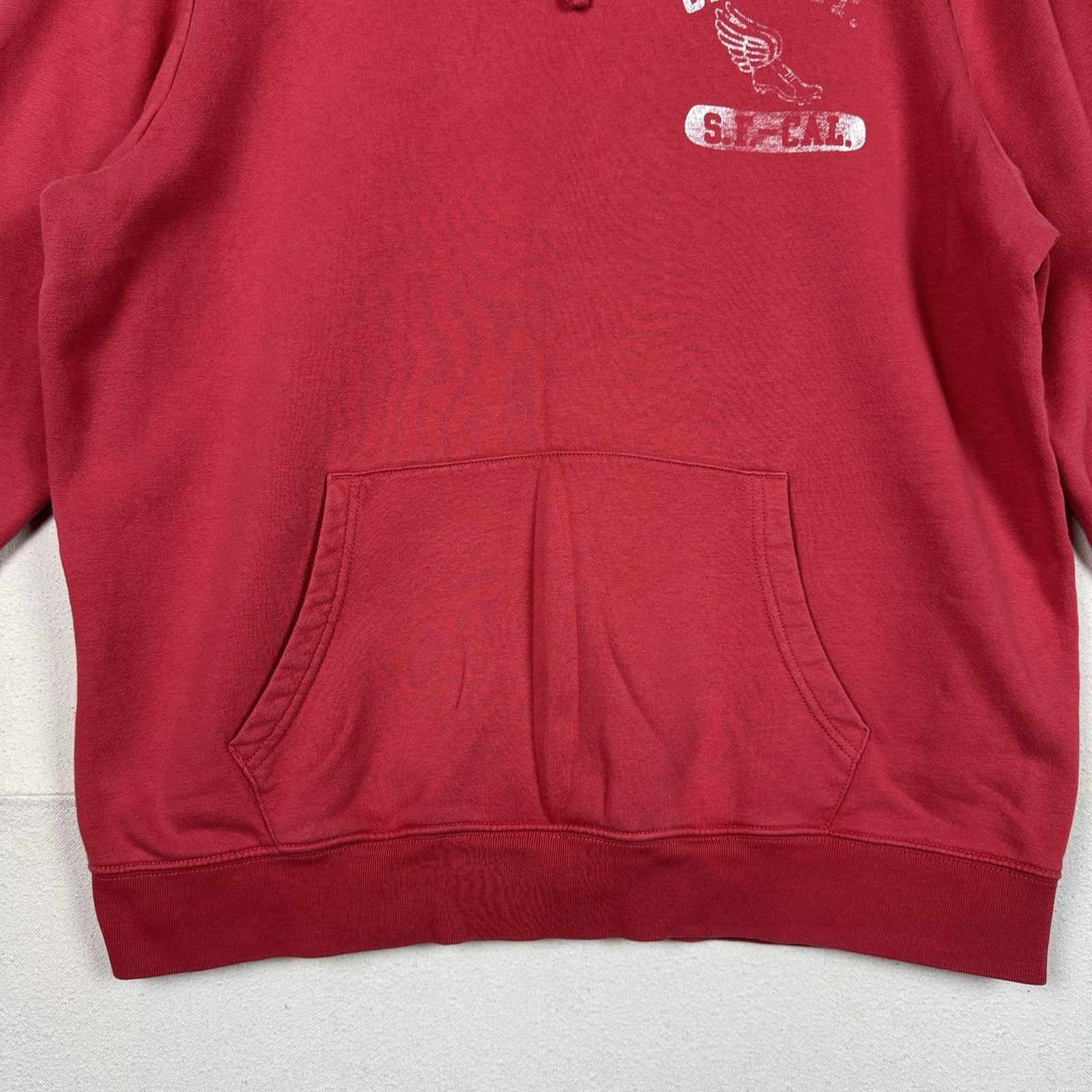 Gap Soft Fleece Track Logo California Hoodie Sweatshirt Red Men’s XL Distressed