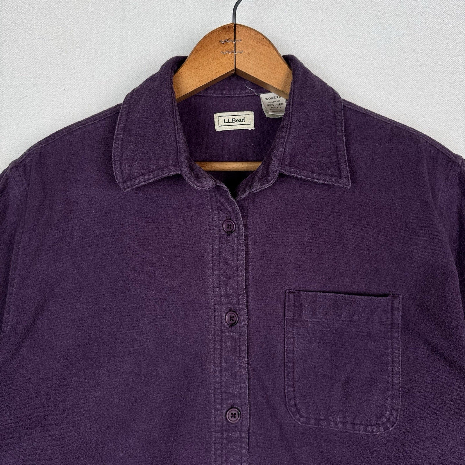 Vintage LL Bean Chamois Flannel Shirt Women’s Medium Plum Purple Button Up