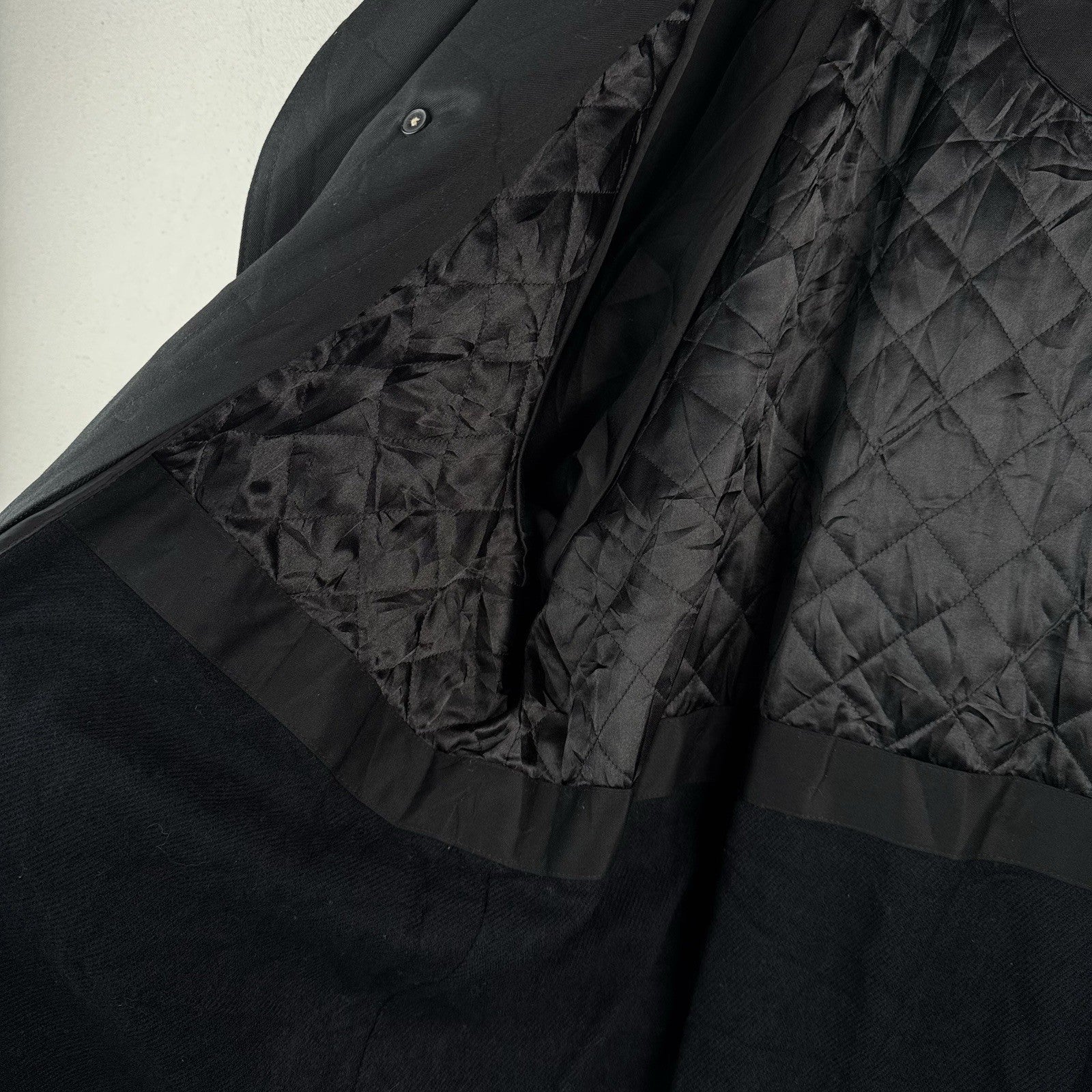 Ralph Lauren Black Trench Coat OverCoat Quilted Cotton Blend Lined Insulated 48R