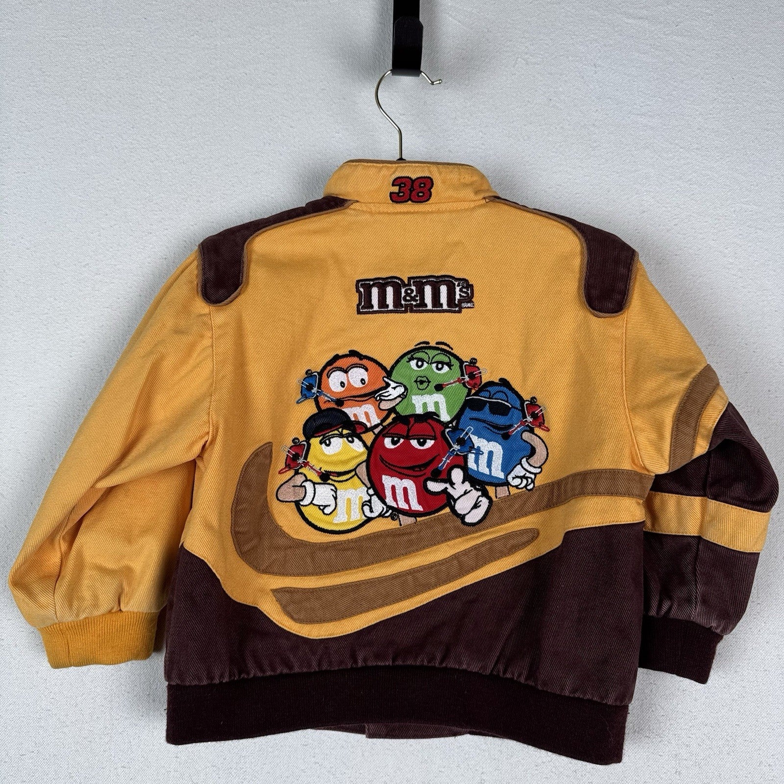 Vintage M&M NASCAR Jacket Elliot Sadler Kids 4T JH Design Yellow Racing Read*