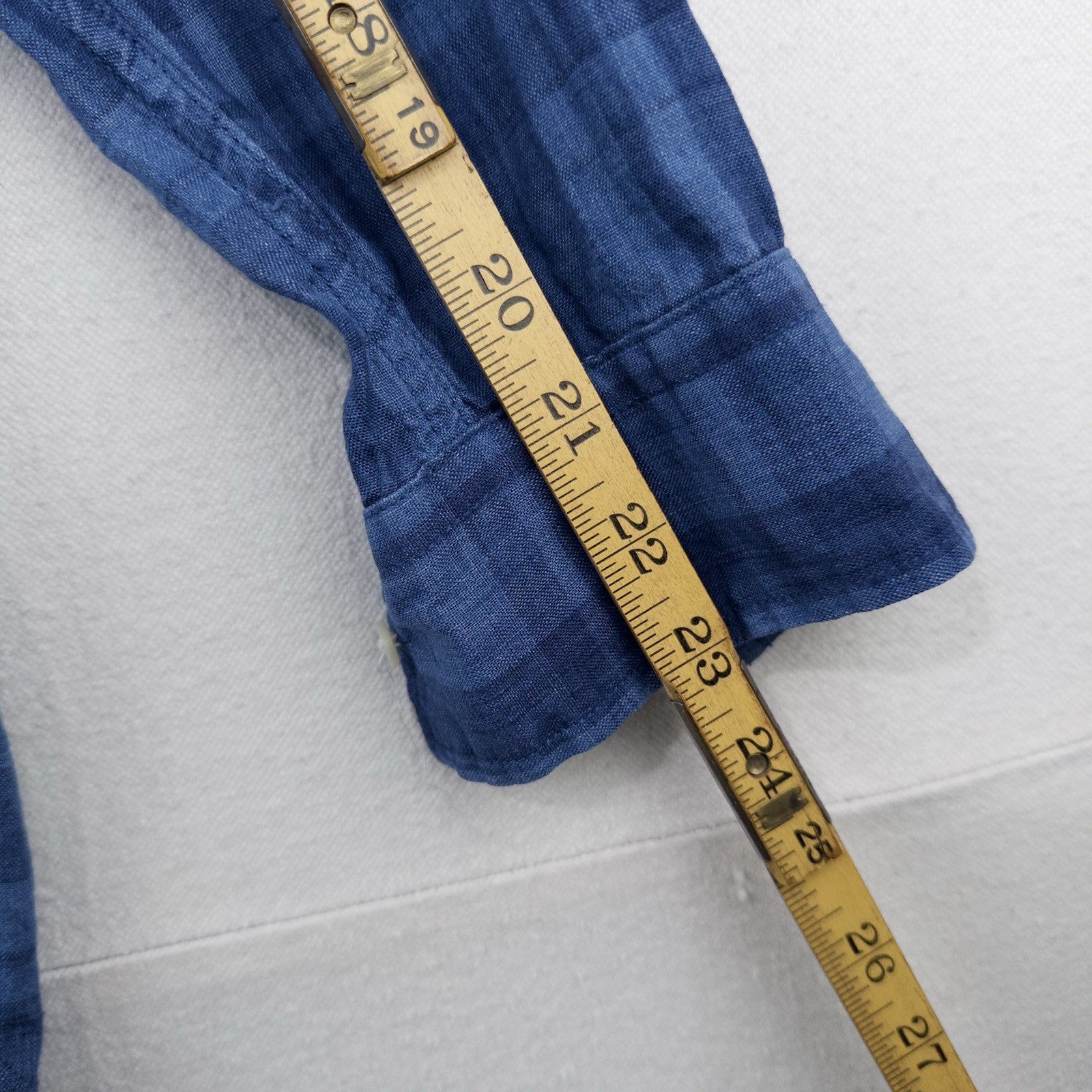 Lauren Ralph Lauren Women's Small Linen Blue Plaid Popover Shirt