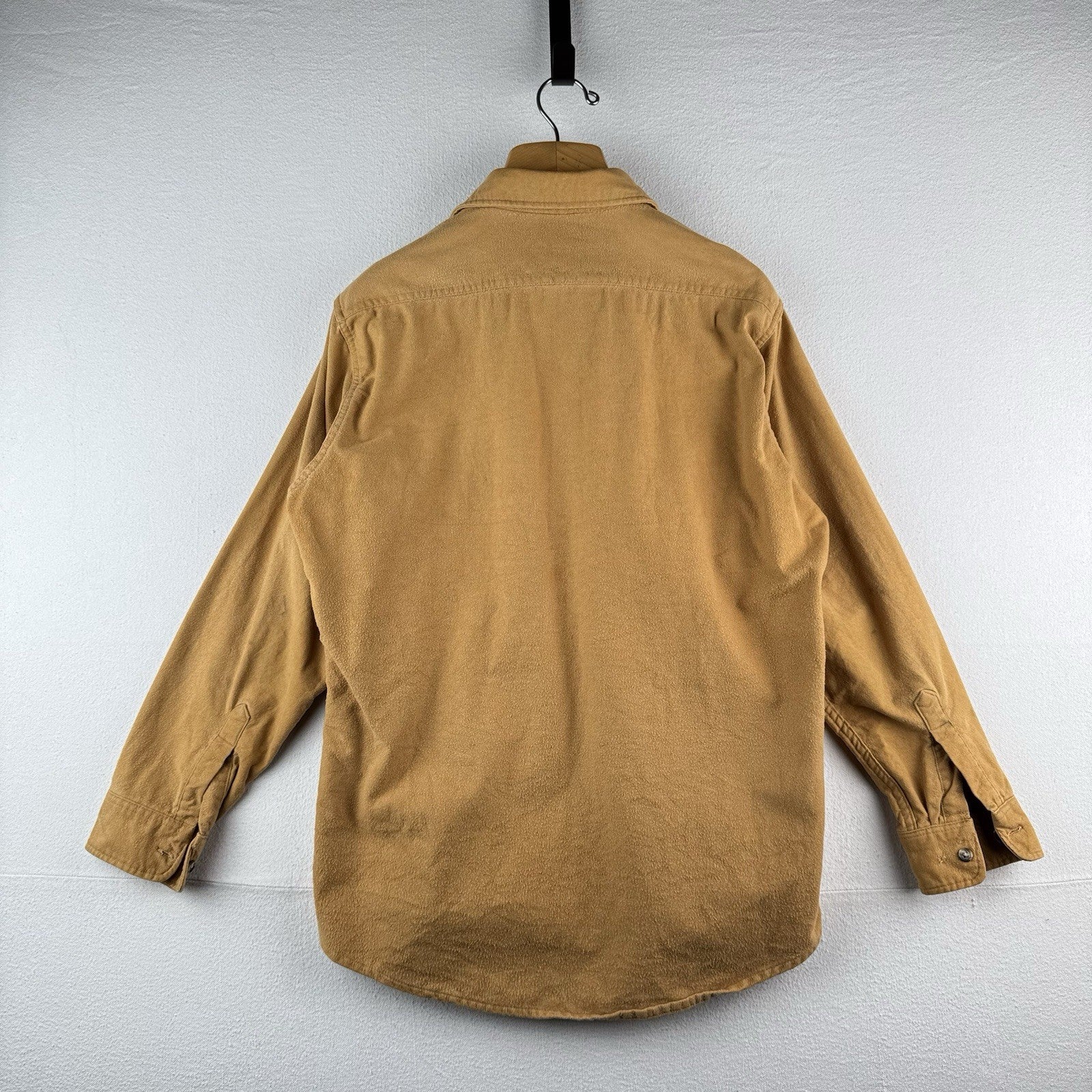 80’s Vtg OshKosh Bgosh Shirt Mens L Camel Tan Chamois Flannel Button USA Made