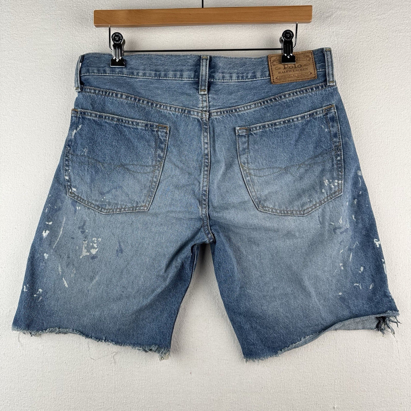 Polo Ralph Lauren Classic Fit Denim Shorts Men’s 32x8 Distressed Paint Splatter