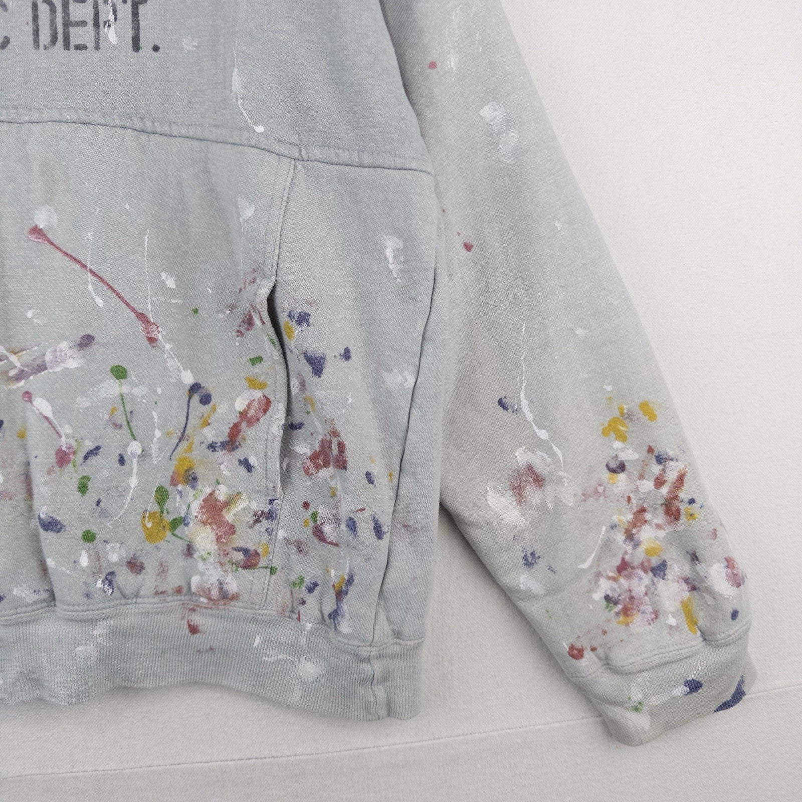 Vtg Kindan Blvd. Athletic Dept Stencil Painted Thermal Lined Hoodie Grey Medium