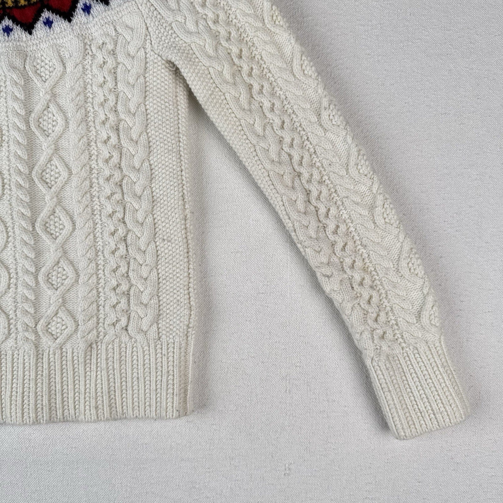 Polo Ralph Lauren Girl’s Small (7) Fair Isle Aran Knit Sweater Cream Colorful