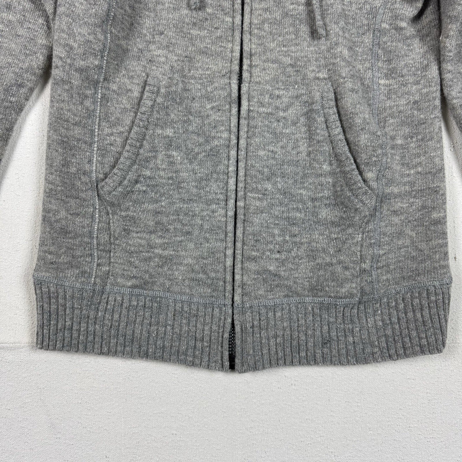 Eddie Bauer Gray Wool Acrylic Blend Sweater Full Zip Hooded Women's Medium