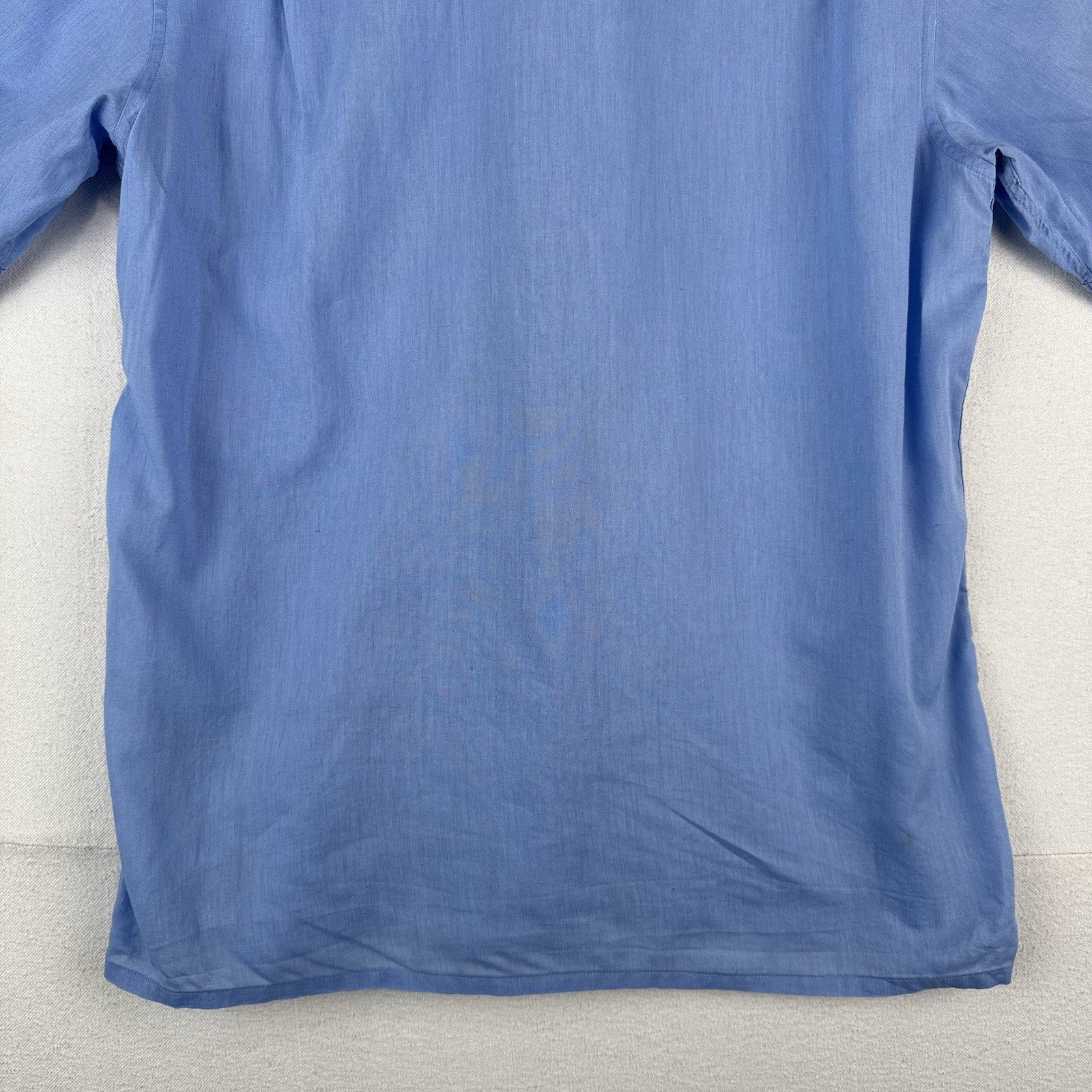 80’s Vtg Givenchy Monsieur Linen Blend Shirt Men's L Short Sleeve Button Up Blue