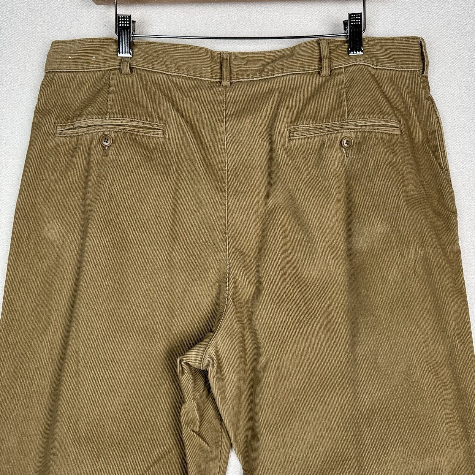 Vtg Lands' End Men’s Corduroy Fine Wale Pleated Front Cuffed Pants Khaki  38X30