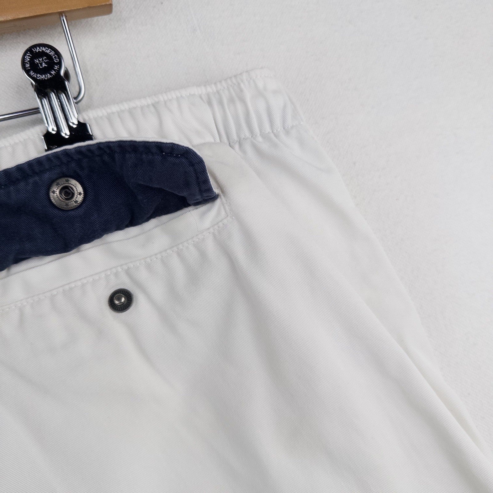 90's Vtg Polo Ralph Lauren Mens 2XL White Cotton Chino Drawstring Zip Shorts