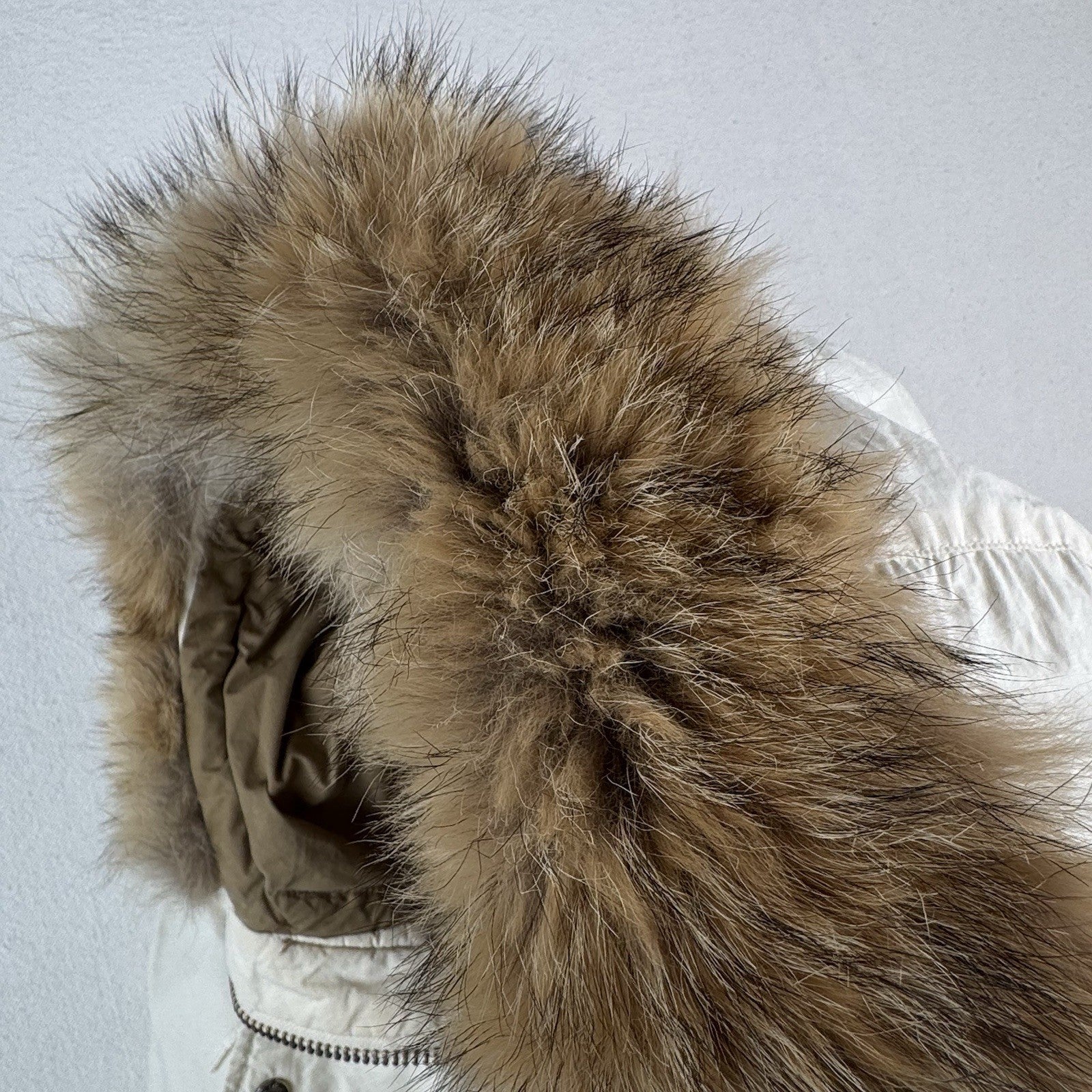 90’s Vtg Polo Ralph Lauren White Down Parka Mens M Coyote Fur Hood Coat *Read