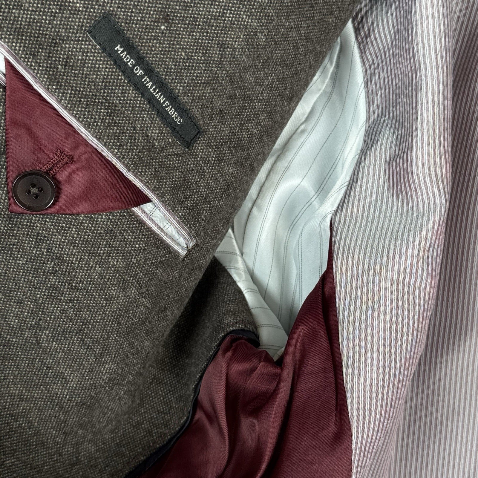 Banana Republic Mens Tailored Fit 48L Brown Textured Weave Italian Elbow Patches