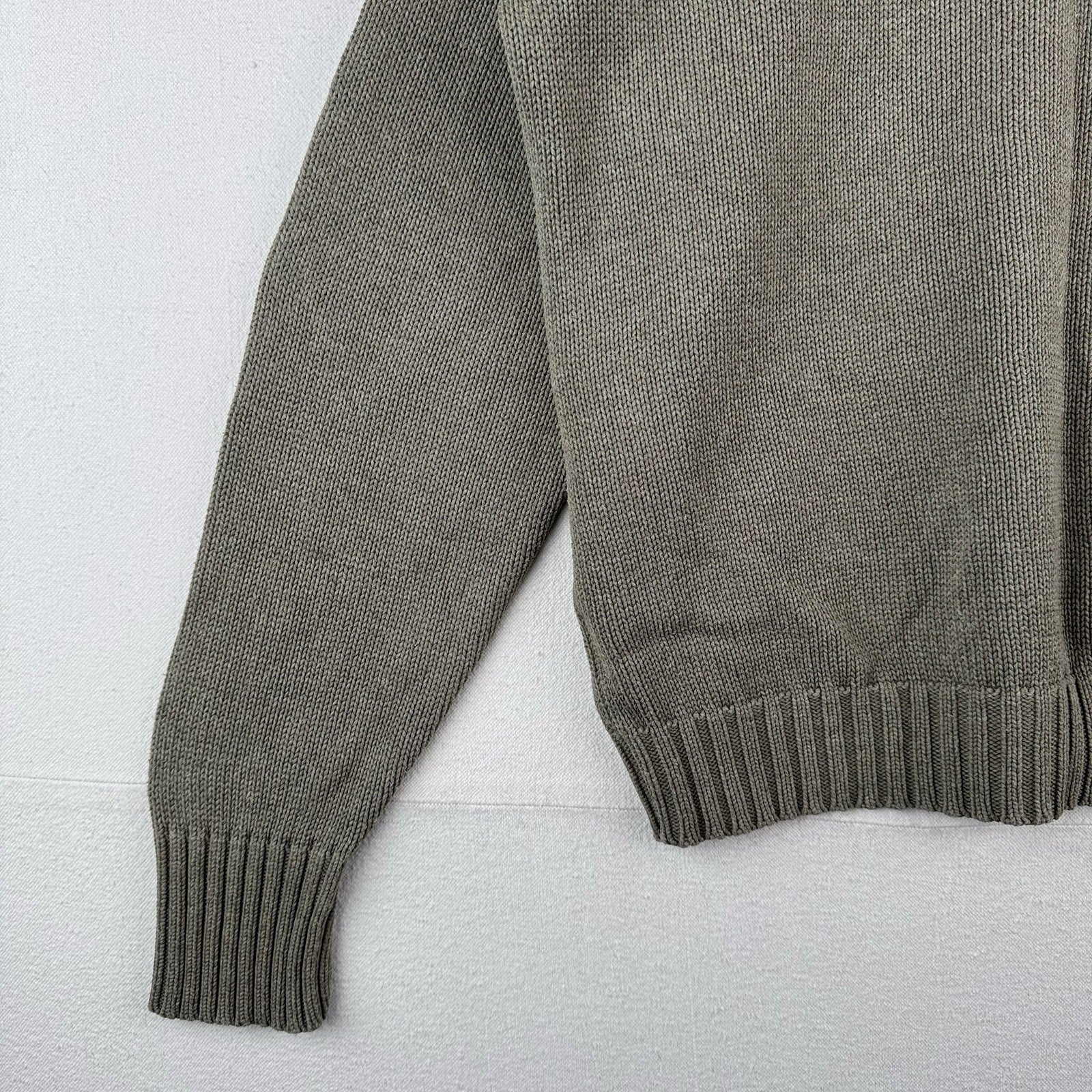 90s Vintage Polo Ralph Lauren Men’s M Olive Marled Knit Sweater 100% Cotton