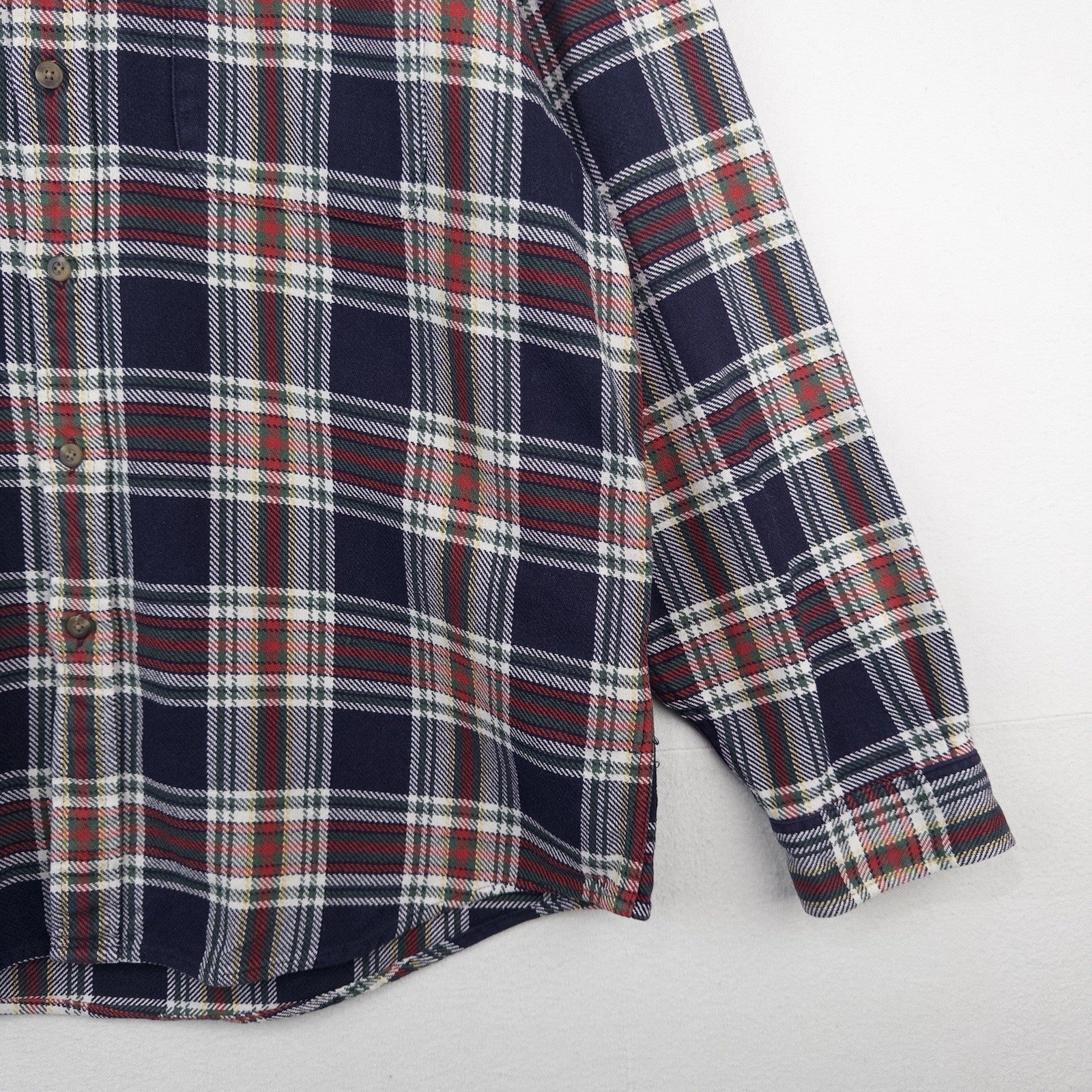 90’s Vtg Eddie Bauer Heavy Plaid Flannel Long Sleeve Button Up Shirt Mens L