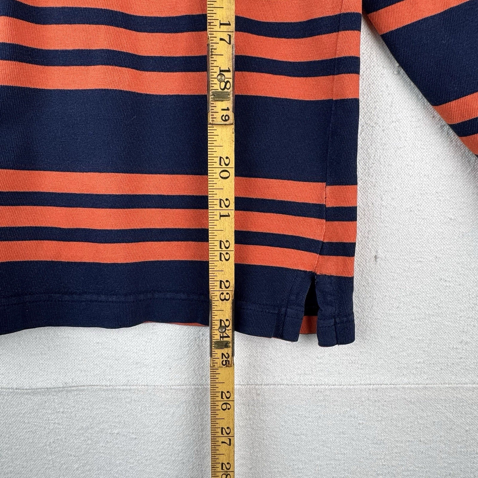 90’s Vtg Ralph Lauren Polo Sport Women’s Medium Orange Blue Stripe Shirt 17”