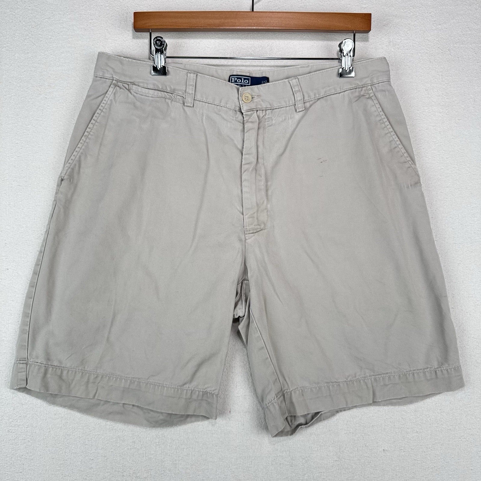 90's Vintage Polo Ralph Lauren Men's 35x9 Prospect Tan Chino Shorts
