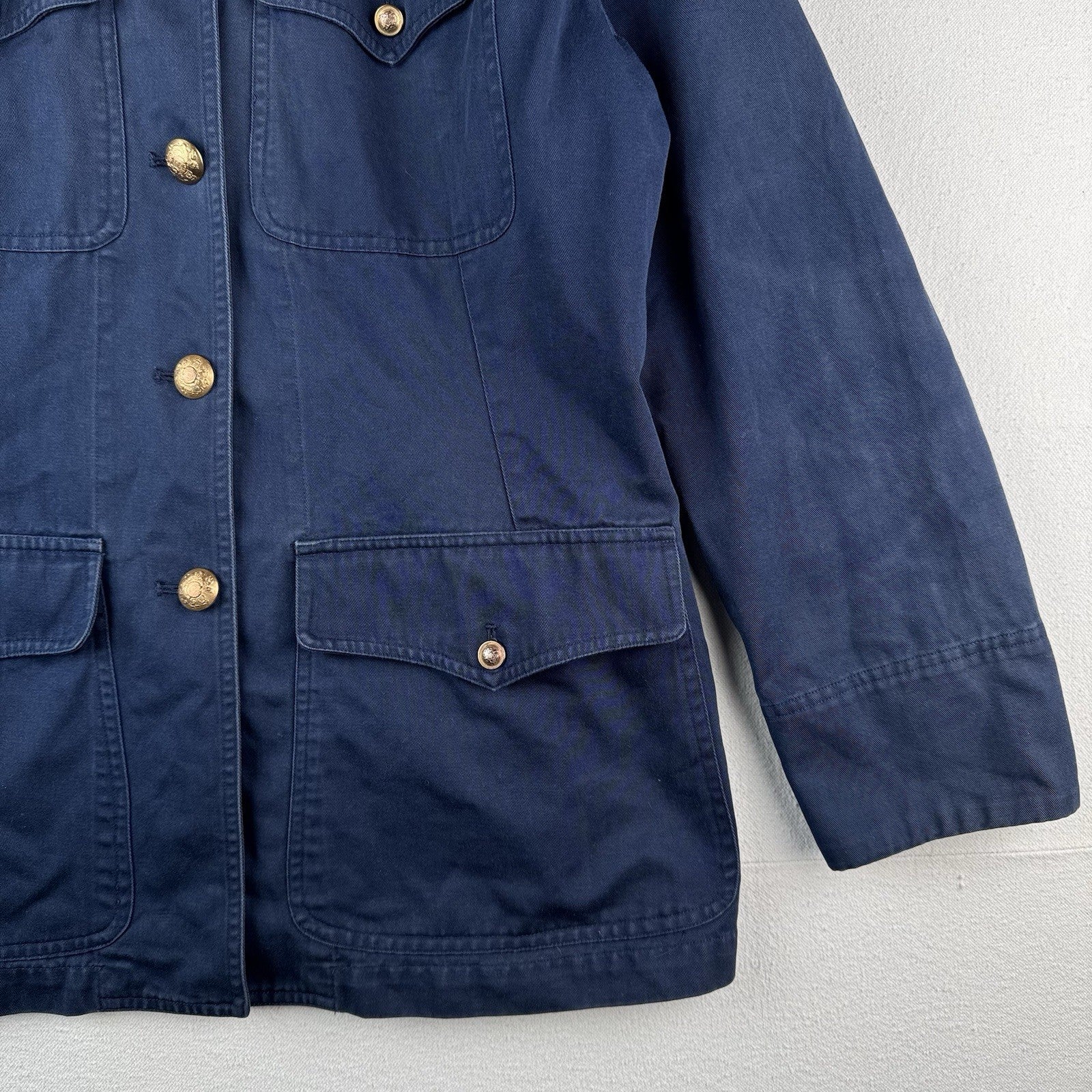Lauren Ralph Lauren Military Field Jacket Blue Gold Buttons Women's 12 *Read