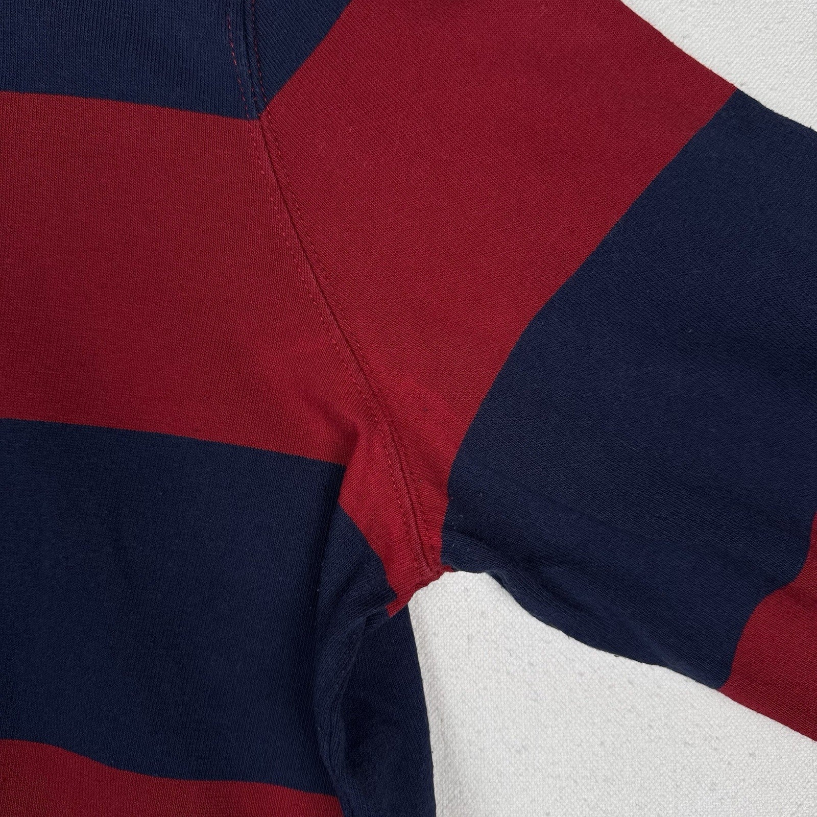 Polo Ralph Lauren Men's Navy/Dark Red Stripe Classic Fit Rugby Polo Shirt XL